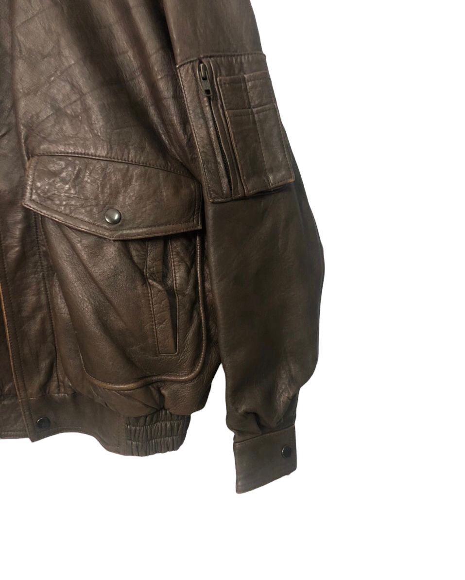 Leather Vintage Echt Leder Zipper Ups Sherpa Leather Jacket Size US XL / EU 56 / 4 - 3 Thumbnail