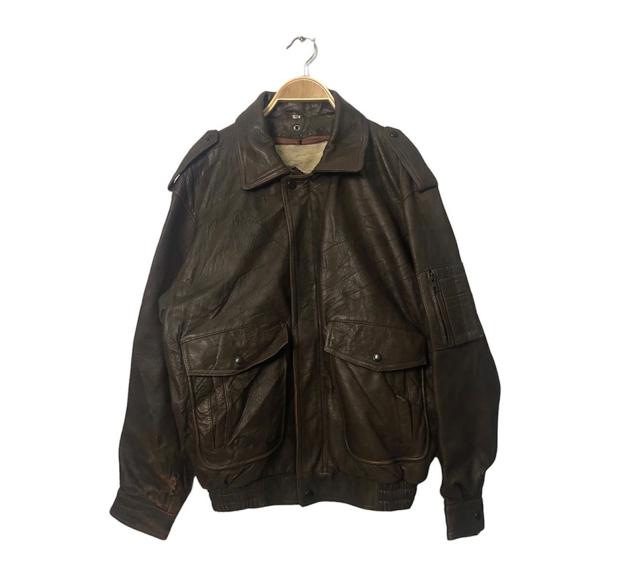 Leather Vintage Echt Leder Zipper Ups Sherpa Leather Jacket Size US XL / EU 56 / 4 - 2 Thumbnail