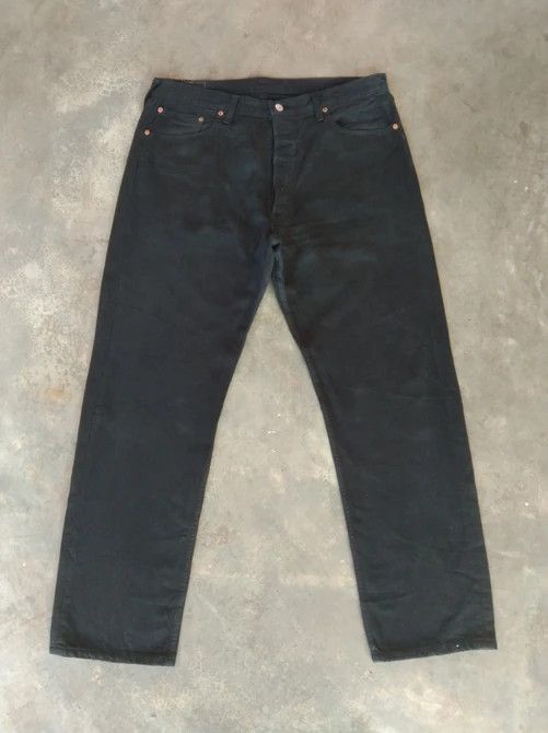 90s Vintage Levi's 501 Black Ripped Distressed Jeans 38x32
