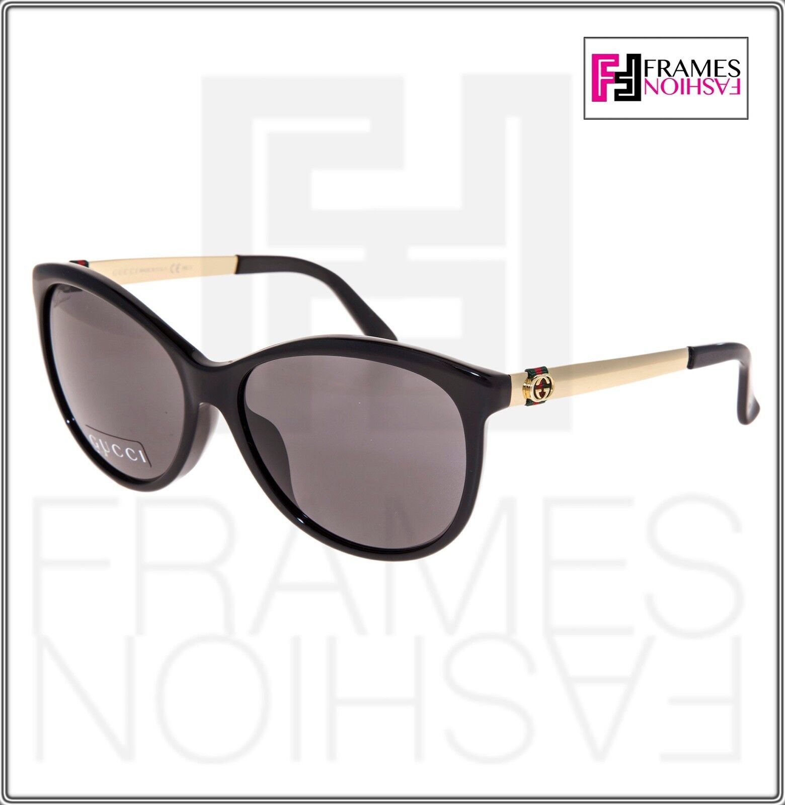 GUCCI GG3797FS Gold Black Textile Stripe Sunglasses 3797