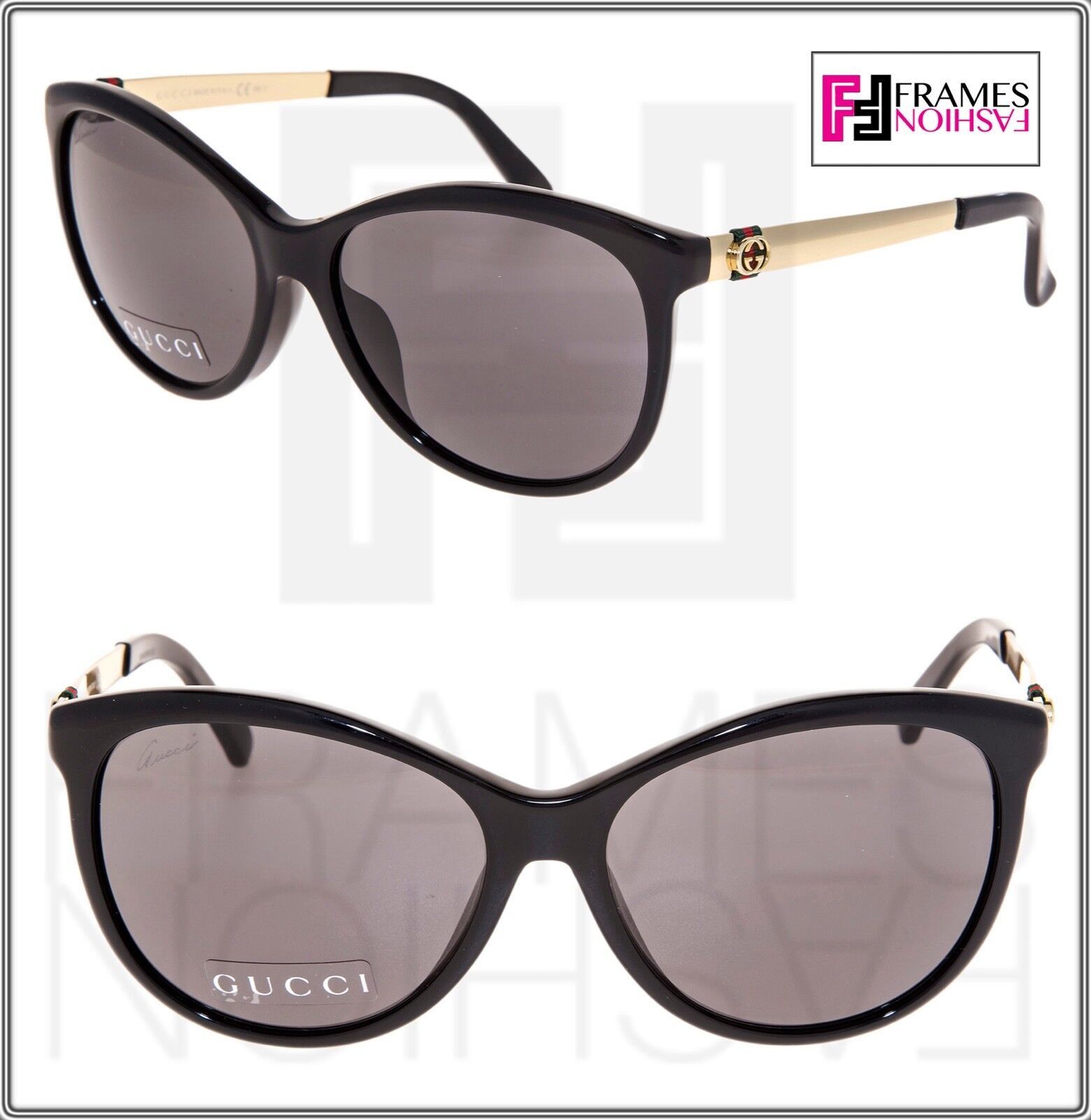 GUCCI GG3797FS Gold Black Textile Stripe Sunglasses 3797