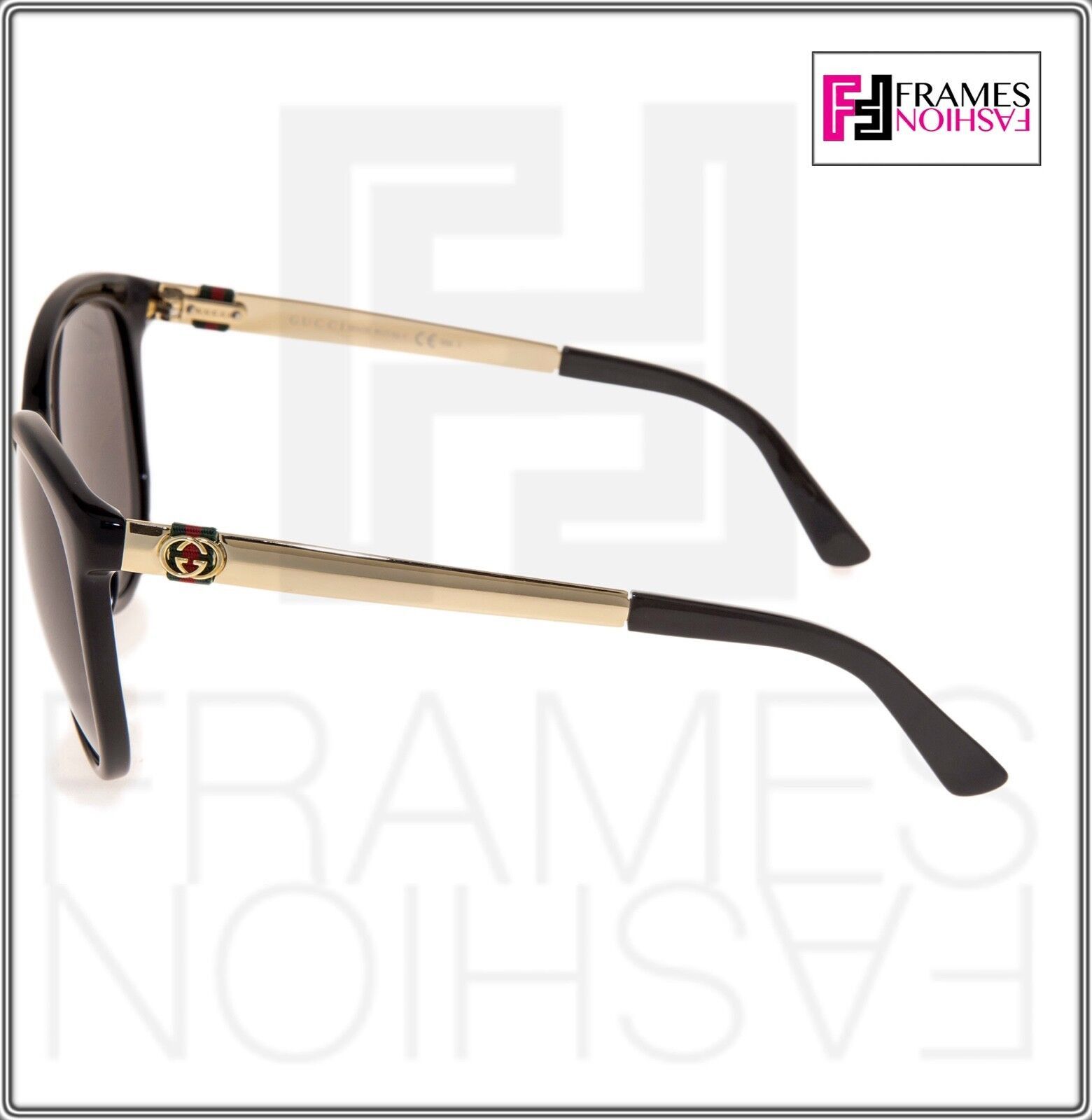 GUCCI GG3797FS Gold Black Textile Stripe Sunglasses 3797