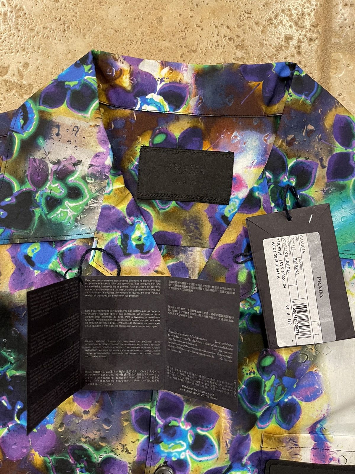 Prada Prada 2018 Liquid Floral Daisy Bowling Button Up Shirt Size US L / EU 52-54 / 3 - 13 Thumbnail