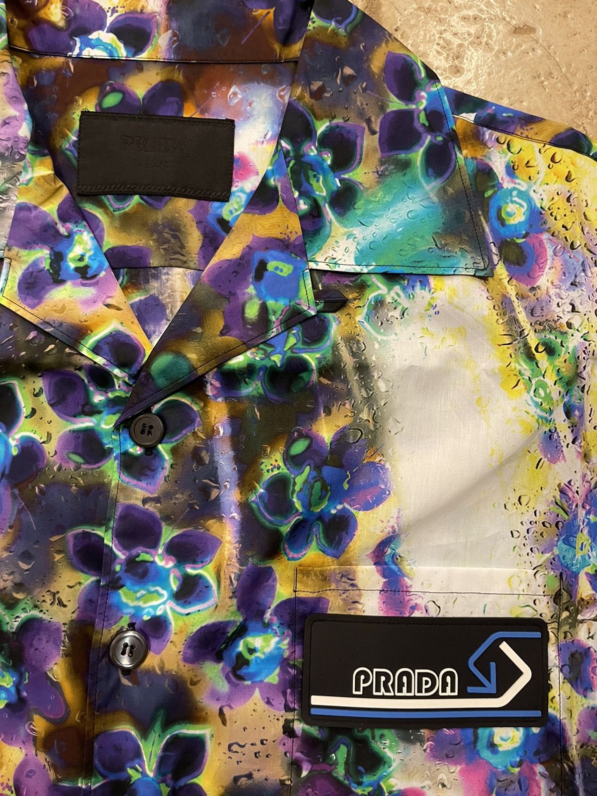 Prada Prada 2018 Liquid Floral Daisy Bowling Button Up Shirt Size US L / EU 52-54 / 3 - 6 Thumbnail