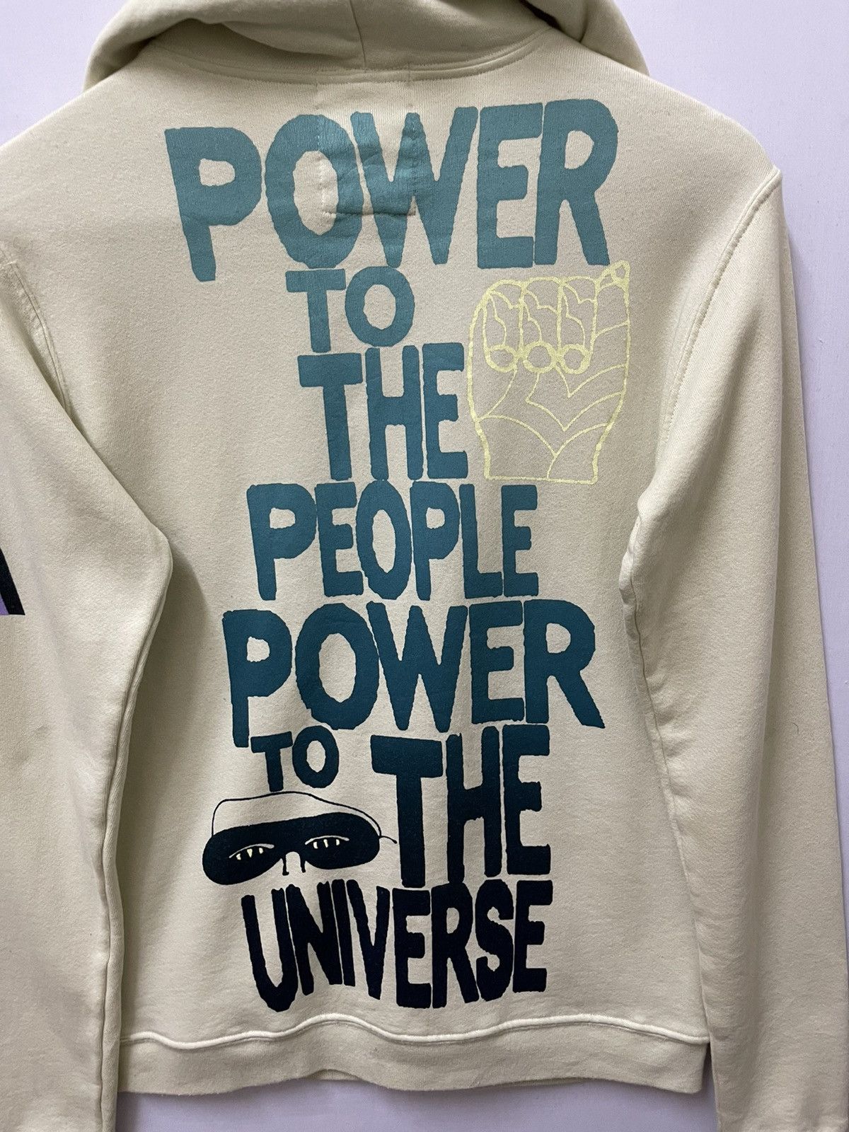 Japanese Brand The People Power To The Universe Full Zipper Hoodie Cream Size US S / EU 44-46 / 1 - 2 Thumbnail