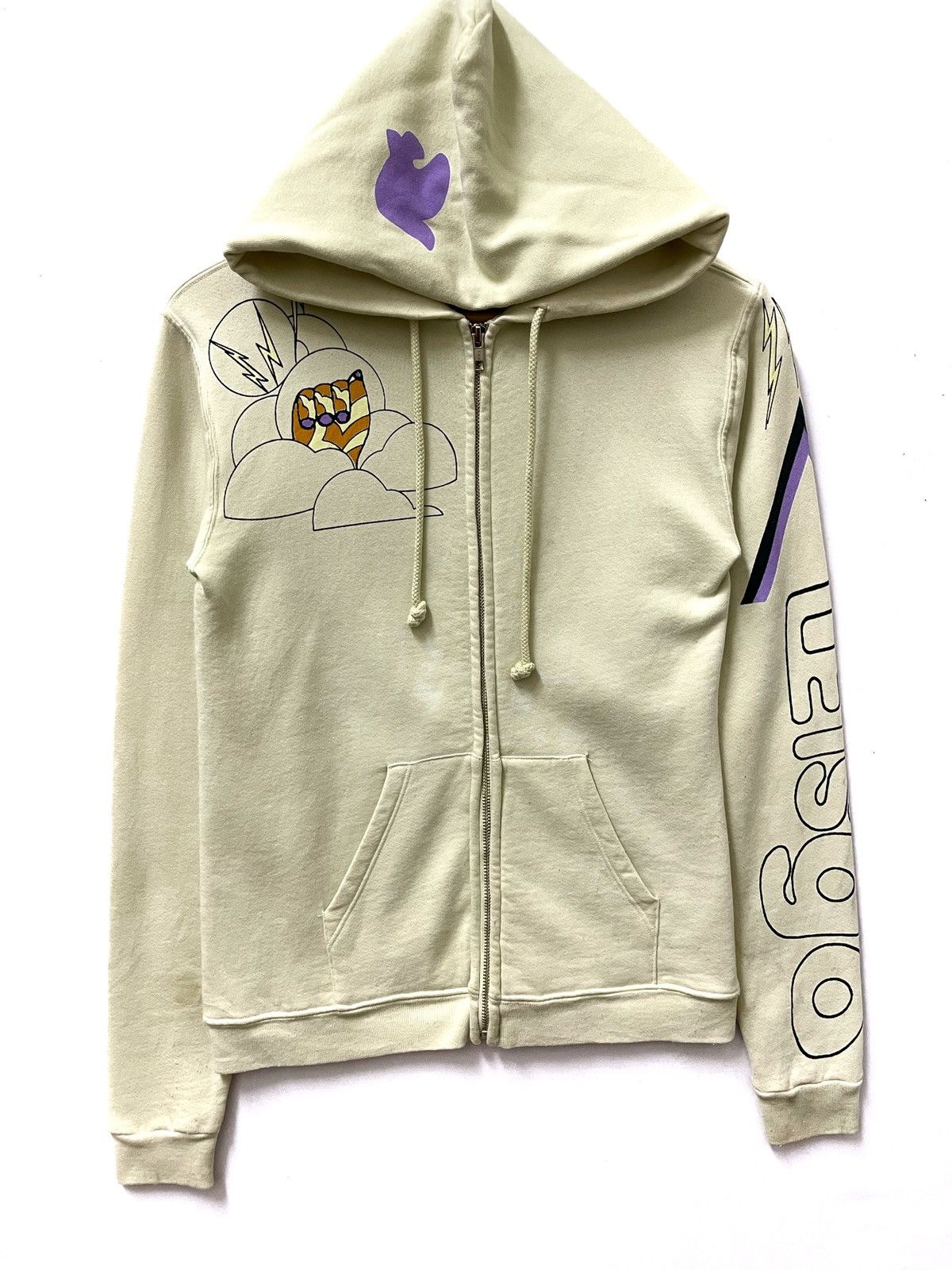 Japanese Brand The People Power To The Universe Full Zipper Hoodie Cream Size US S / EU 44-46 / 1 - 4 Thumbnail