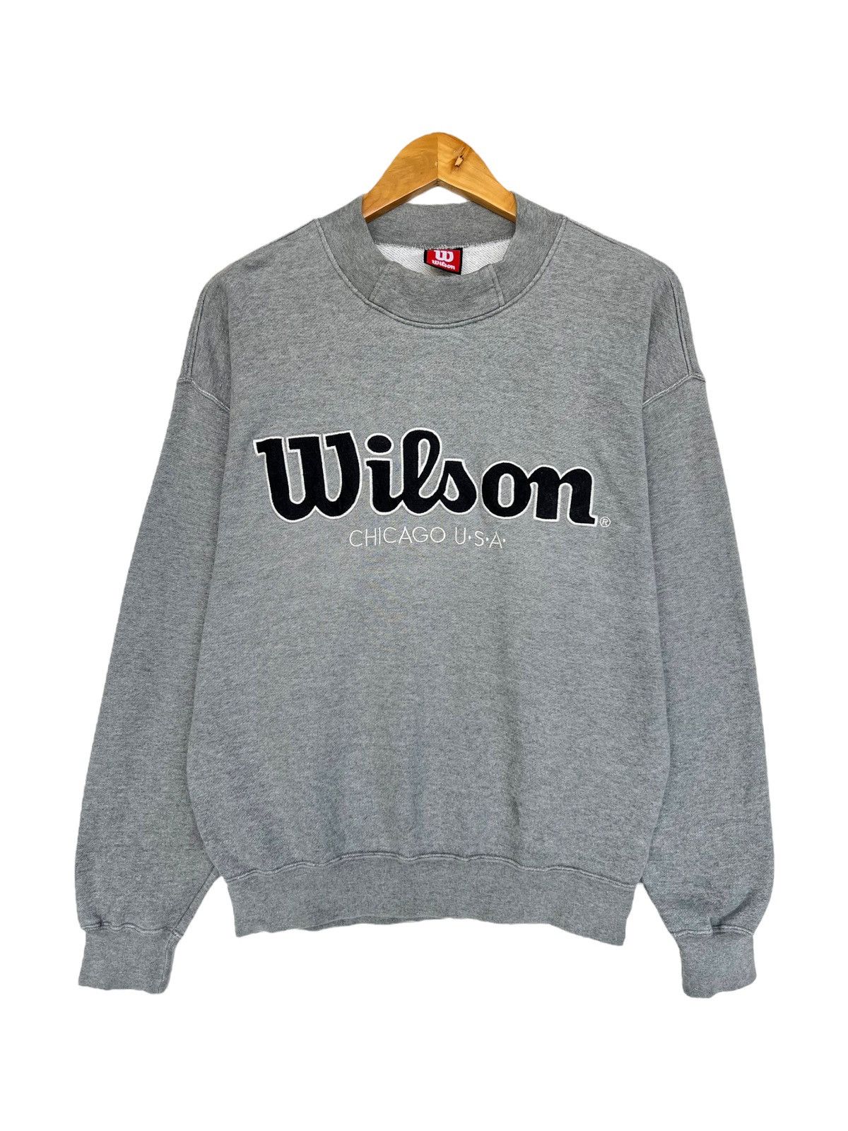 image of Vintage 90's Wilson Chicago Usa Sweatshirt Wilson Grey Medium, Men's