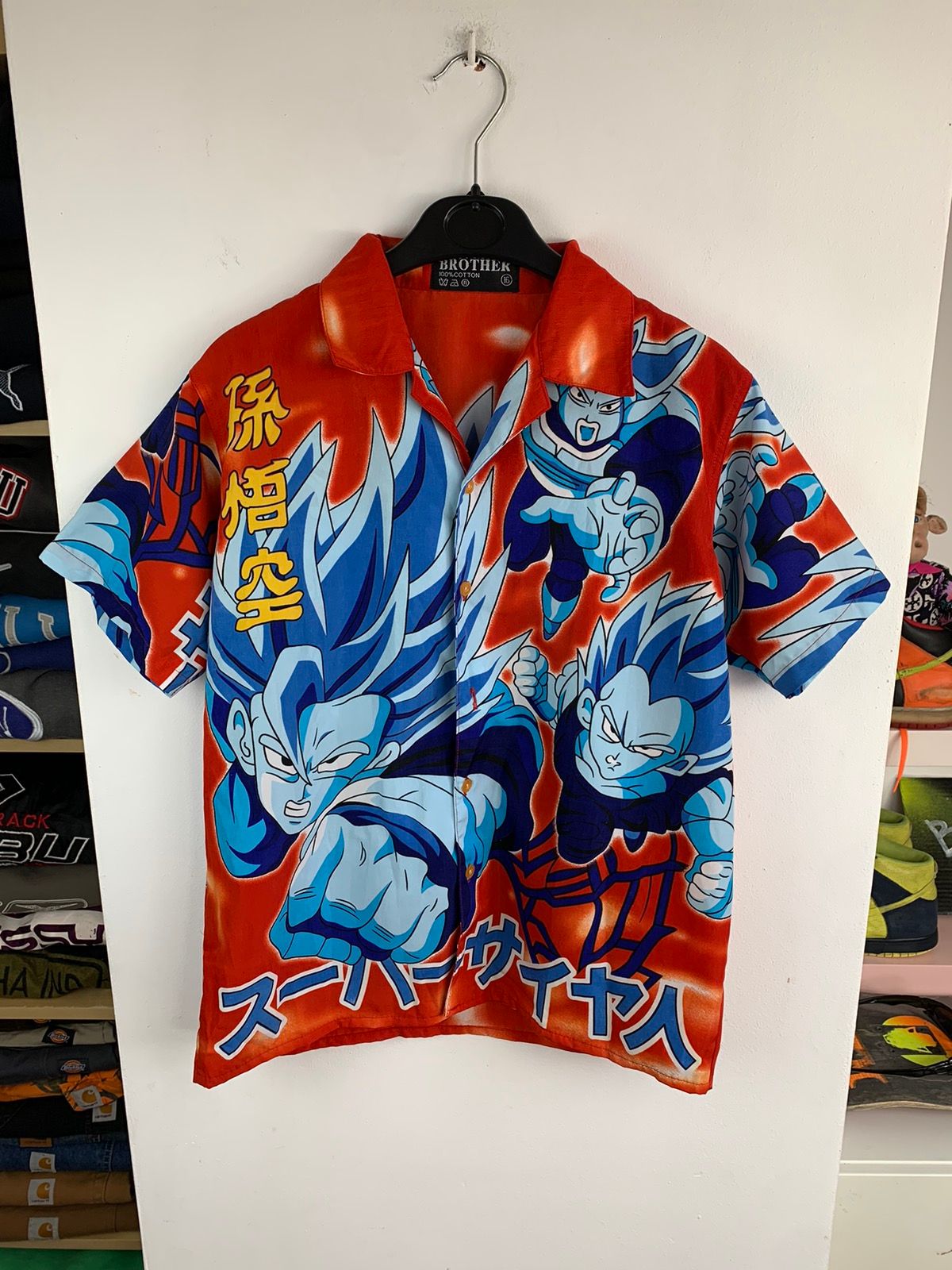 Pre-owned Anima X Cartoon Network Vintage Dragonball Z Trunks Button Up T-shirt Red Y2k