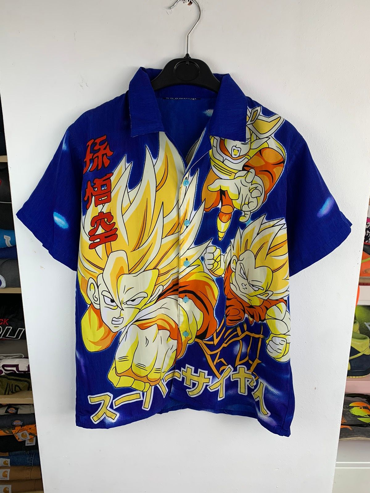 Pre-owned Anima X Cartoon Network Vintage Dragon Ball Z Truncks Button Up T Shirt Y2k Rap In Blue