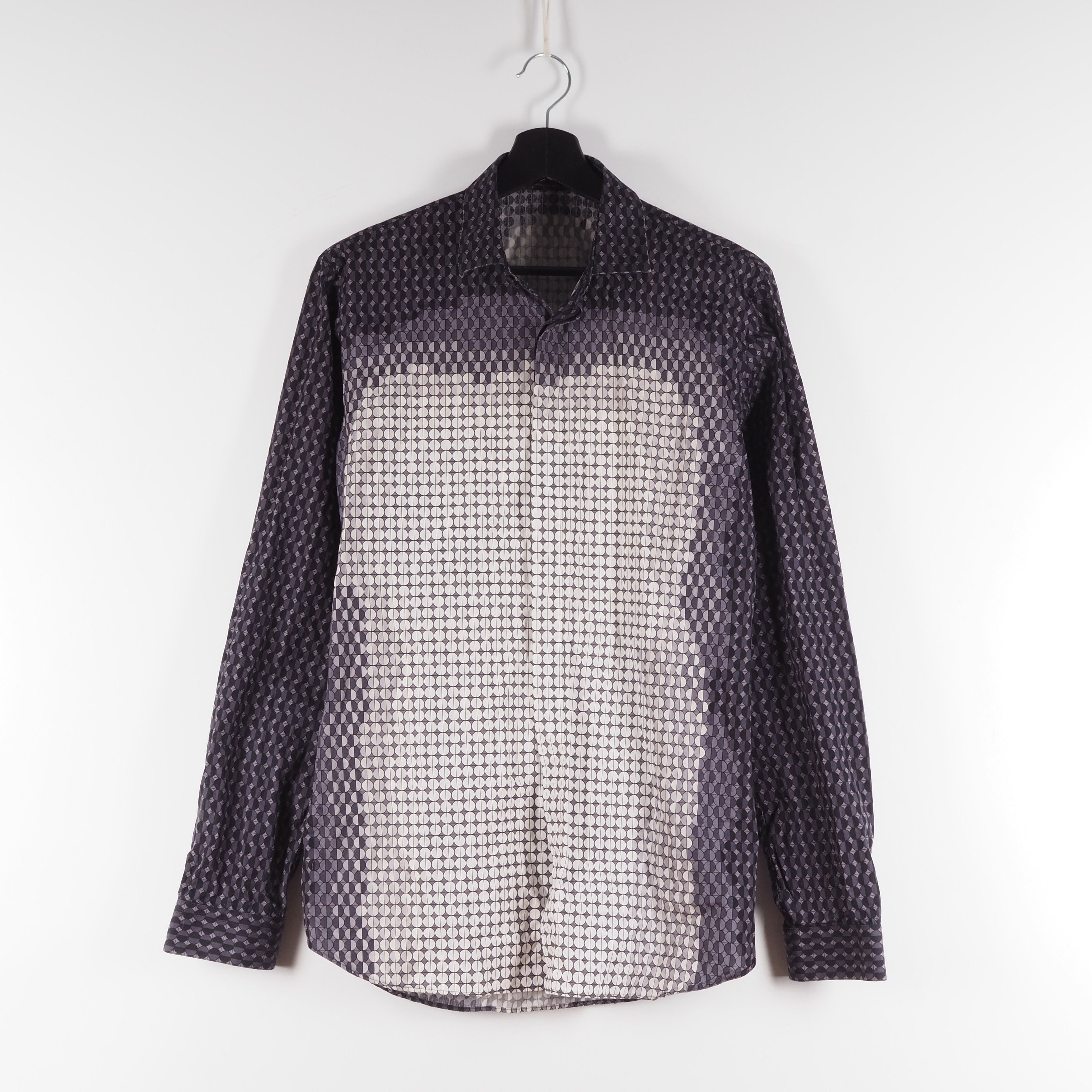 image of Prada Men's Geometric Long Sleeve Shirt 39 15.5 S / M (Size Medium)