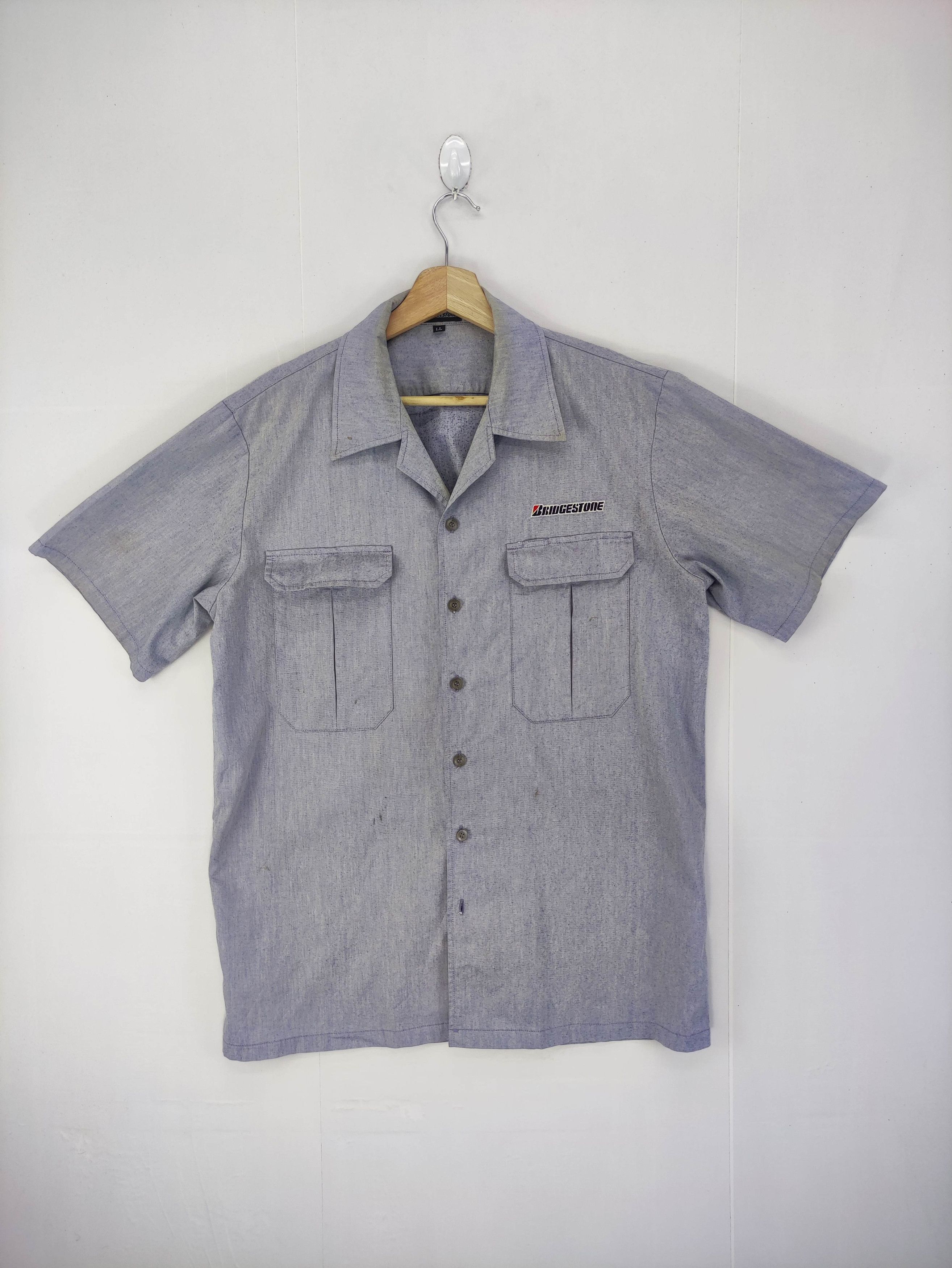 Japanese Brand Vintage Bridgestone Work Wear Short Sleeve Button Up Size US M / EU 48-50 / 2 - 1 Thumbnail