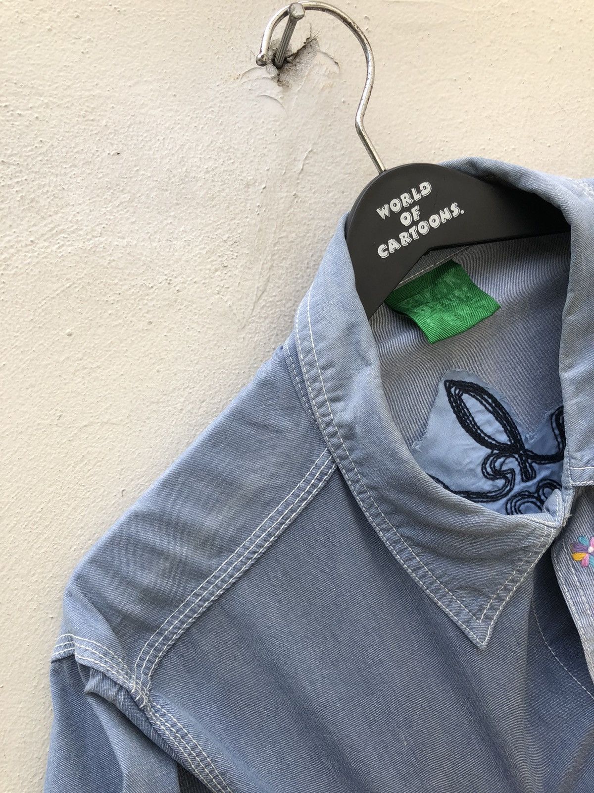 Vintage Punk Drunkers Japan Embroidery Satanic Skull Denim Shirt Size US L / EU 52-54 / 3 - 22 Thumbnail