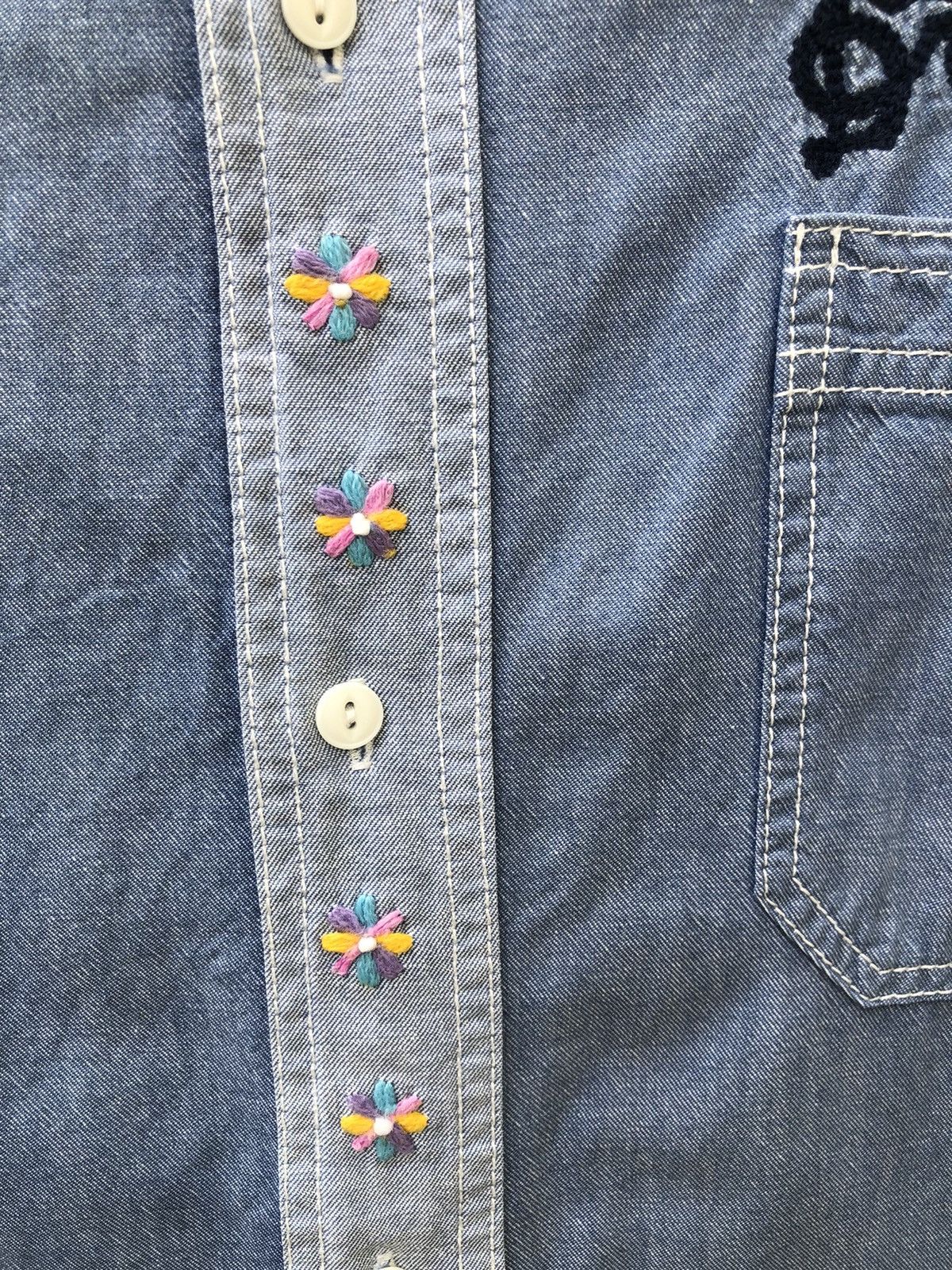 Vintage Punk Drunkers Japan Embroidery Satanic Skull Denim Shirt Size US L / EU 52-54 / 3 - 17 Thumbnail