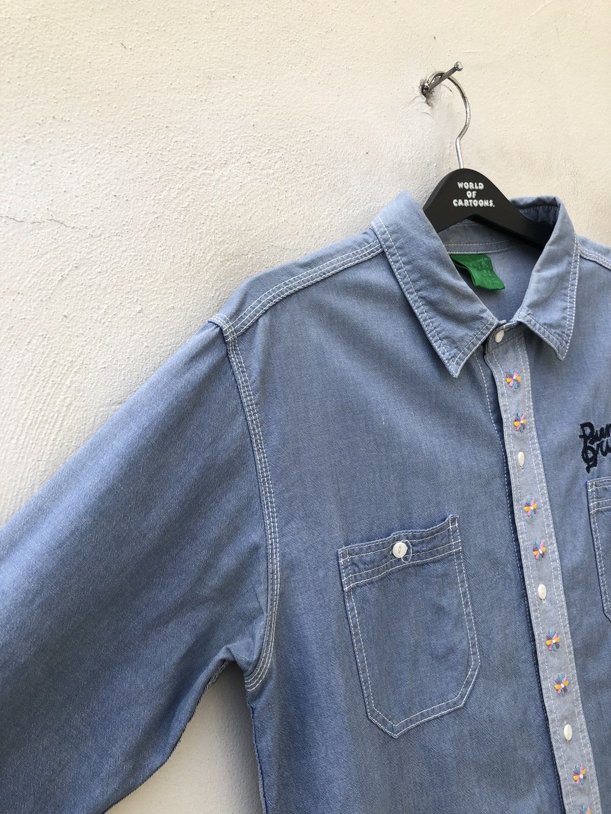 Vintage Punk Drunkers Japan Embroidery Satanic Skull Denim Shirt Size US L / EU 52-54 / 3 - 19 Thumbnail