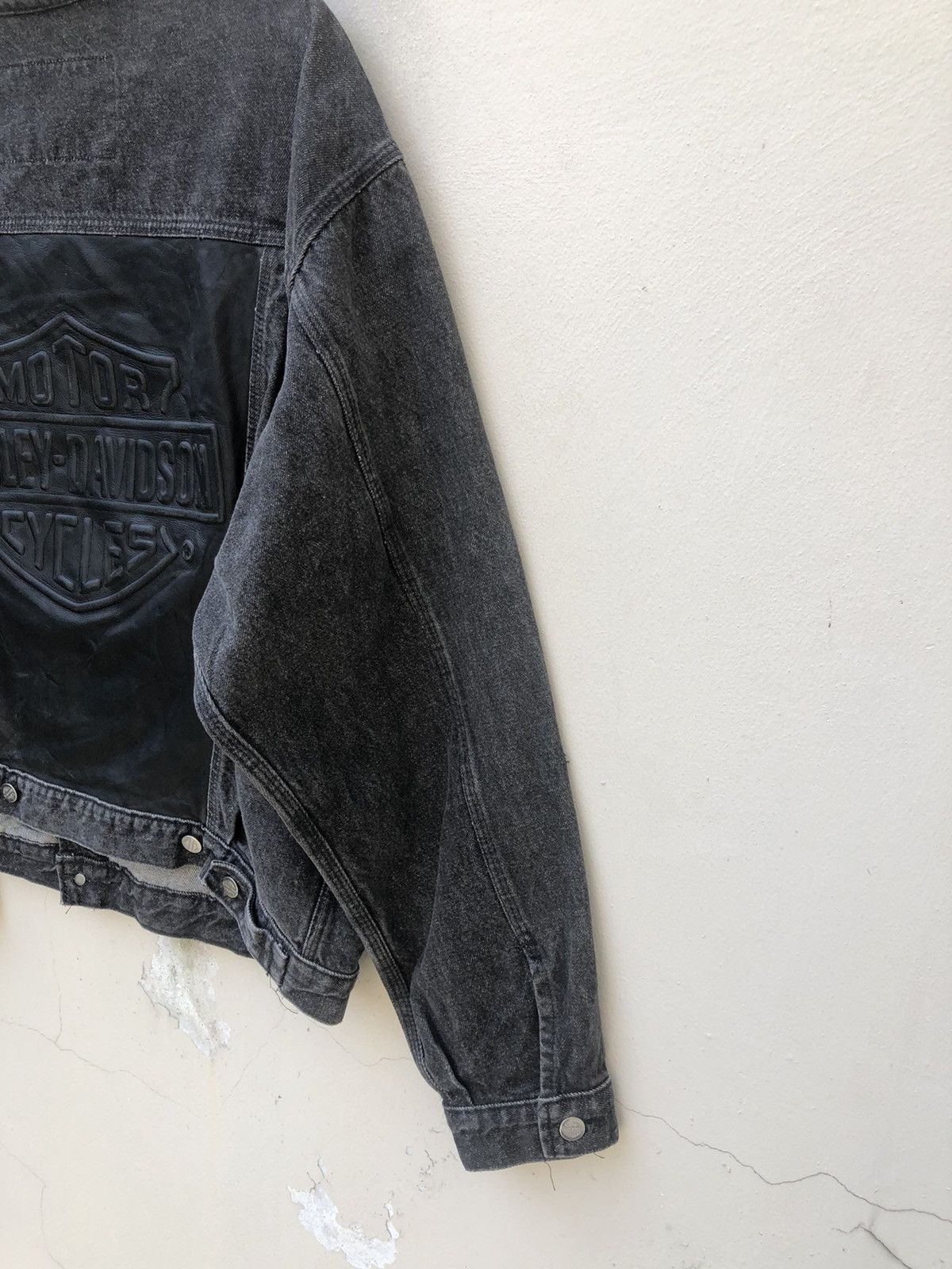 Harley Davidson Vintage 80s Harley Davidson Hybrid Leather Trucker Jacket Size US XL / EU 56 / 4 - 8 Thumbnail