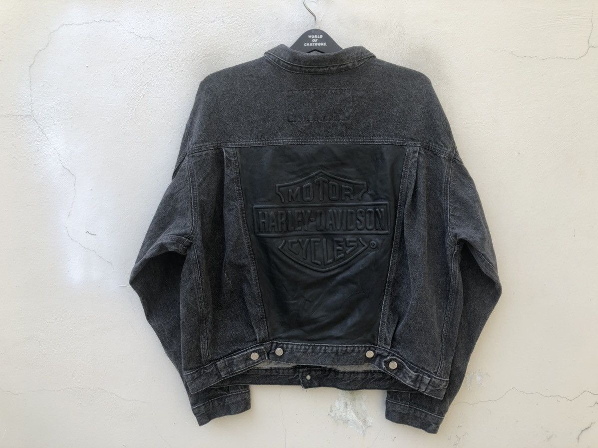 Harley Davidson Vintage 80s Harley Davidson Hybrid Leather Trucker Jacket Size US XL / EU 56 / 4 - 3 Thumbnail