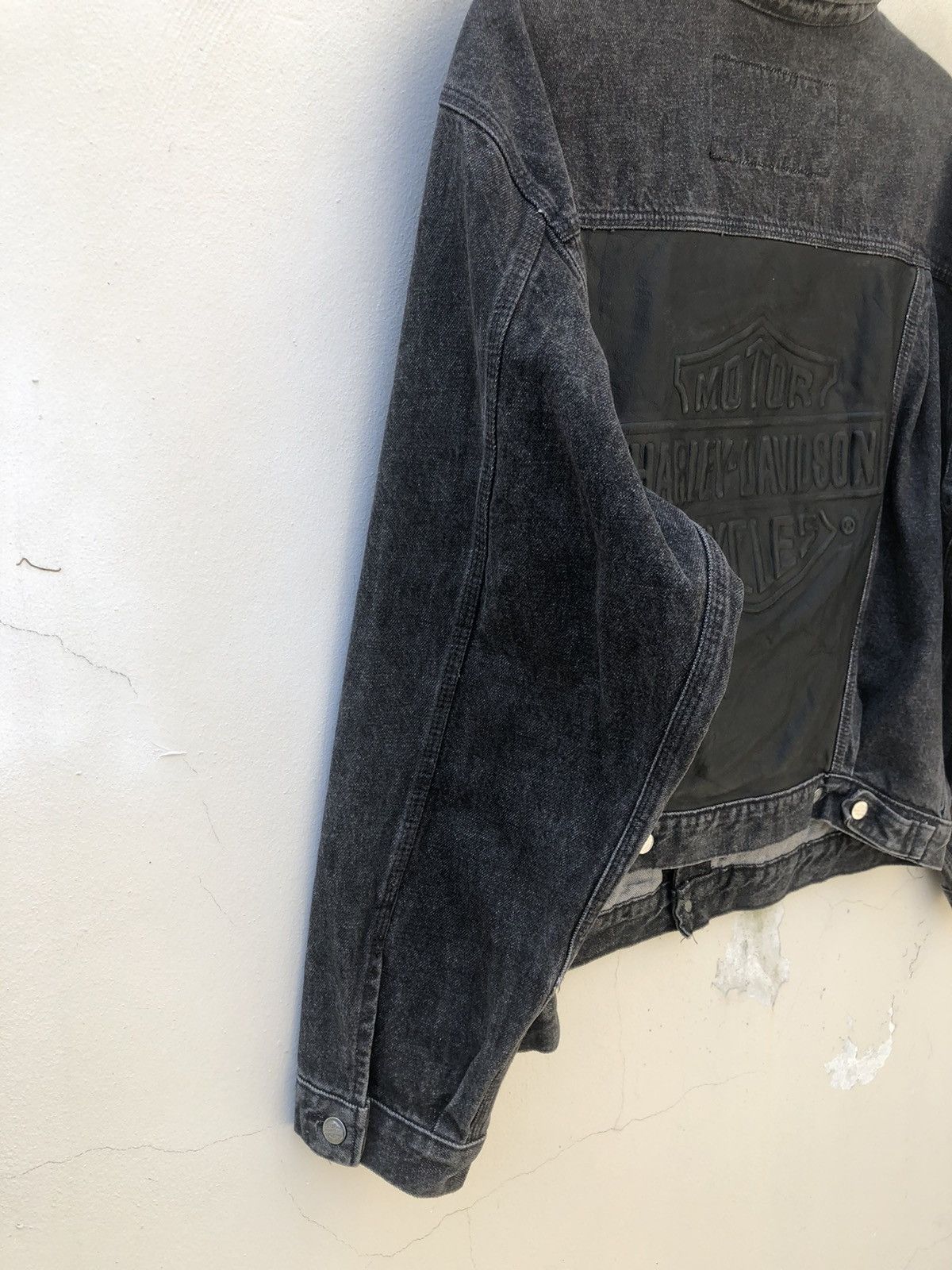 Harley Davidson Vintage 80s Harley Davidson Hybrid Leather Trucker Jacket Size US XL / EU 56 / 4 - 9 Thumbnail