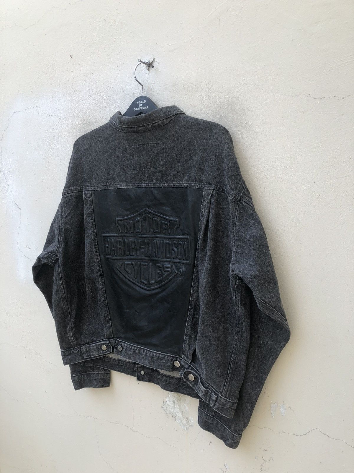 Harley Davidson Vintage 80s Harley Davidson Hybrid Leather Trucker Jacket Size US XL / EU 56 / 4 - 7 Thumbnail