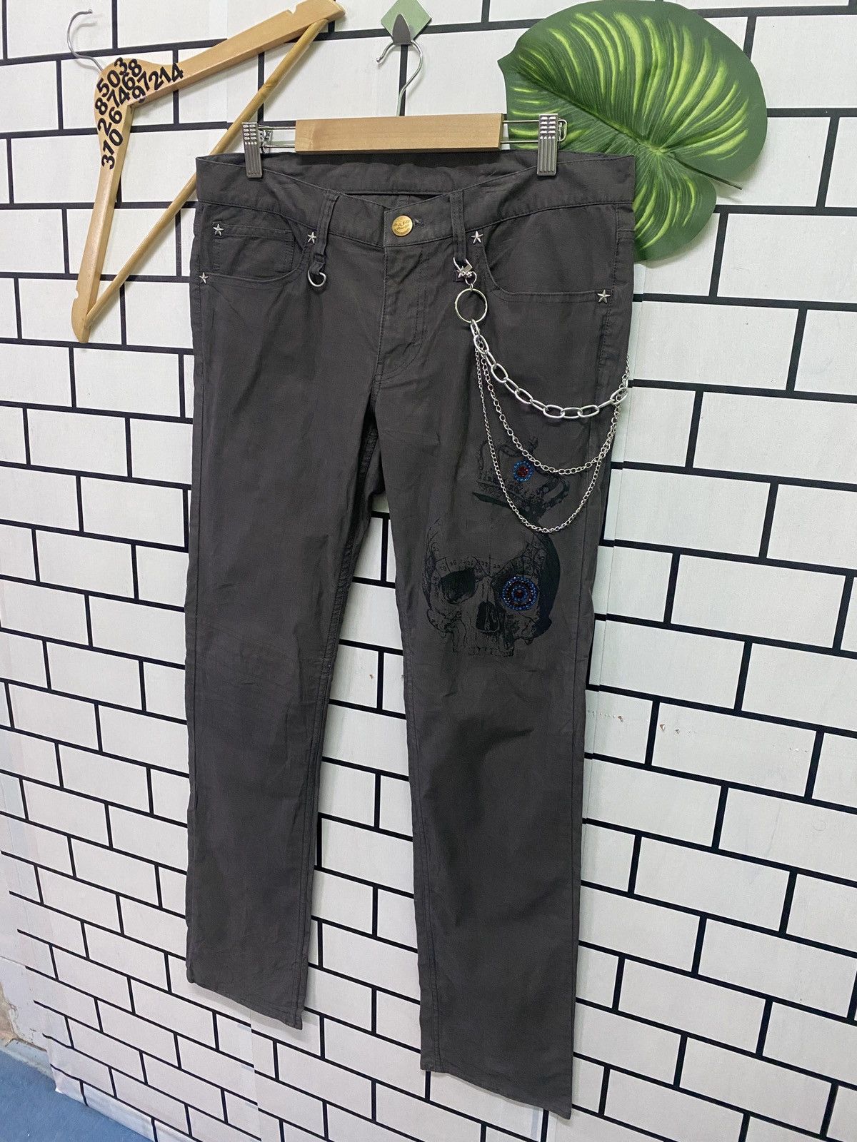 Japanese Brand × Seditionaries × Takeo Kikuchi Japanese TAKEO KIKUCHI Skull Star Stud Low Rise Pants Size US 33 - 15 Thumbnail