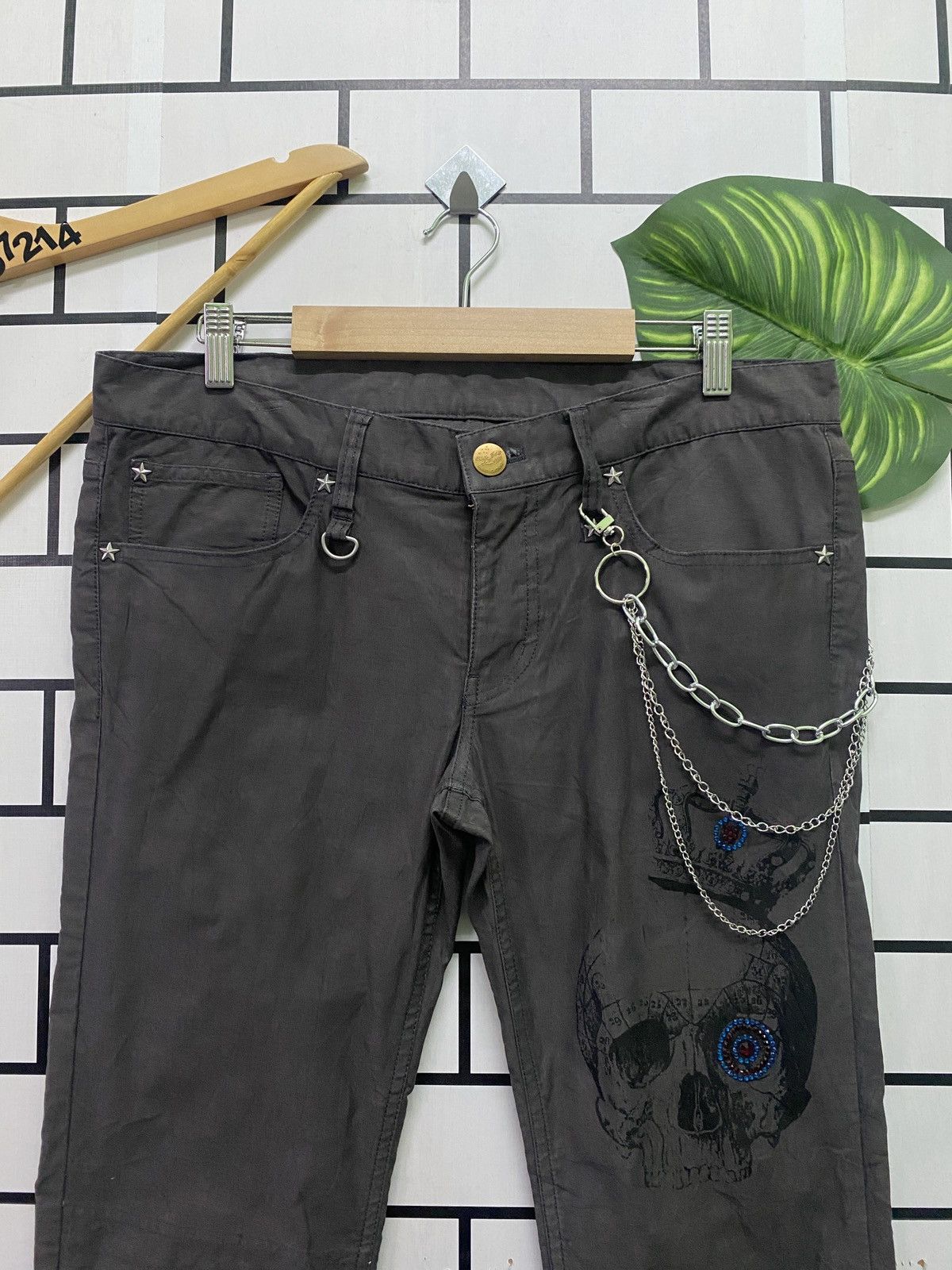 Japanese Brand × Seditionaries × Takeo Kikuchi Japanese TAKEO KIKUCHI Skull Star Stud Low Rise Pants Size US 33 - 3 Thumbnail