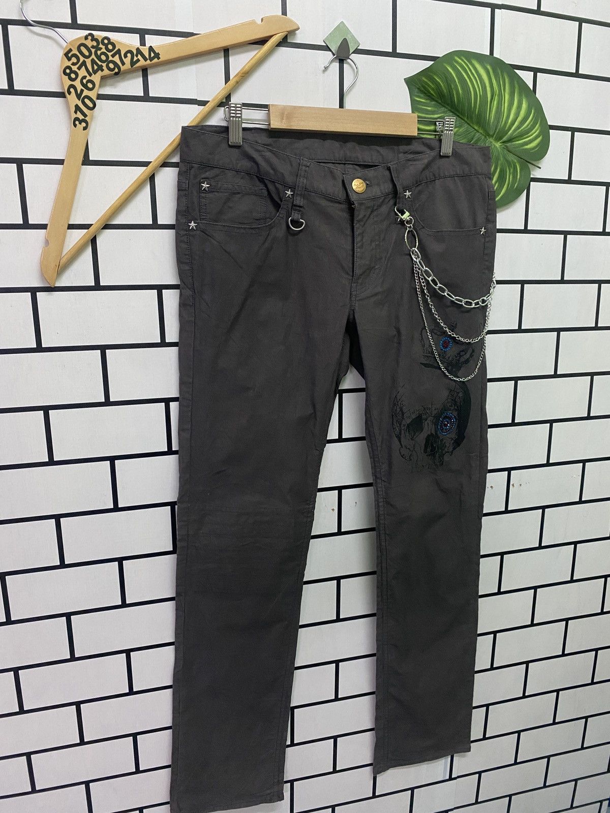 Japanese Brand × Seditionaries × Takeo Kikuchi Japanese TAKEO KIKUCHI Skull Star Stud Low Rise Pants Size US 33 - 16 Thumbnail