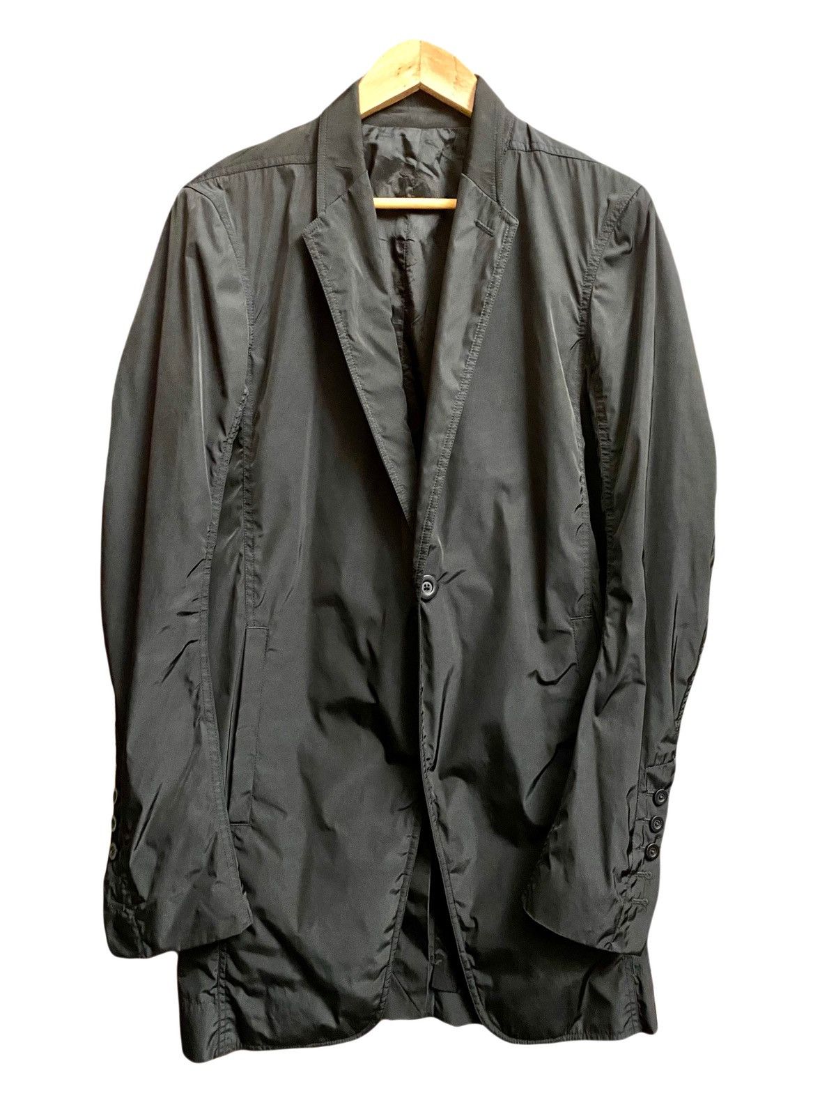 image of Rick Owens Black Technical Long Blazer 48 Fitted, Men's (Size Medium)