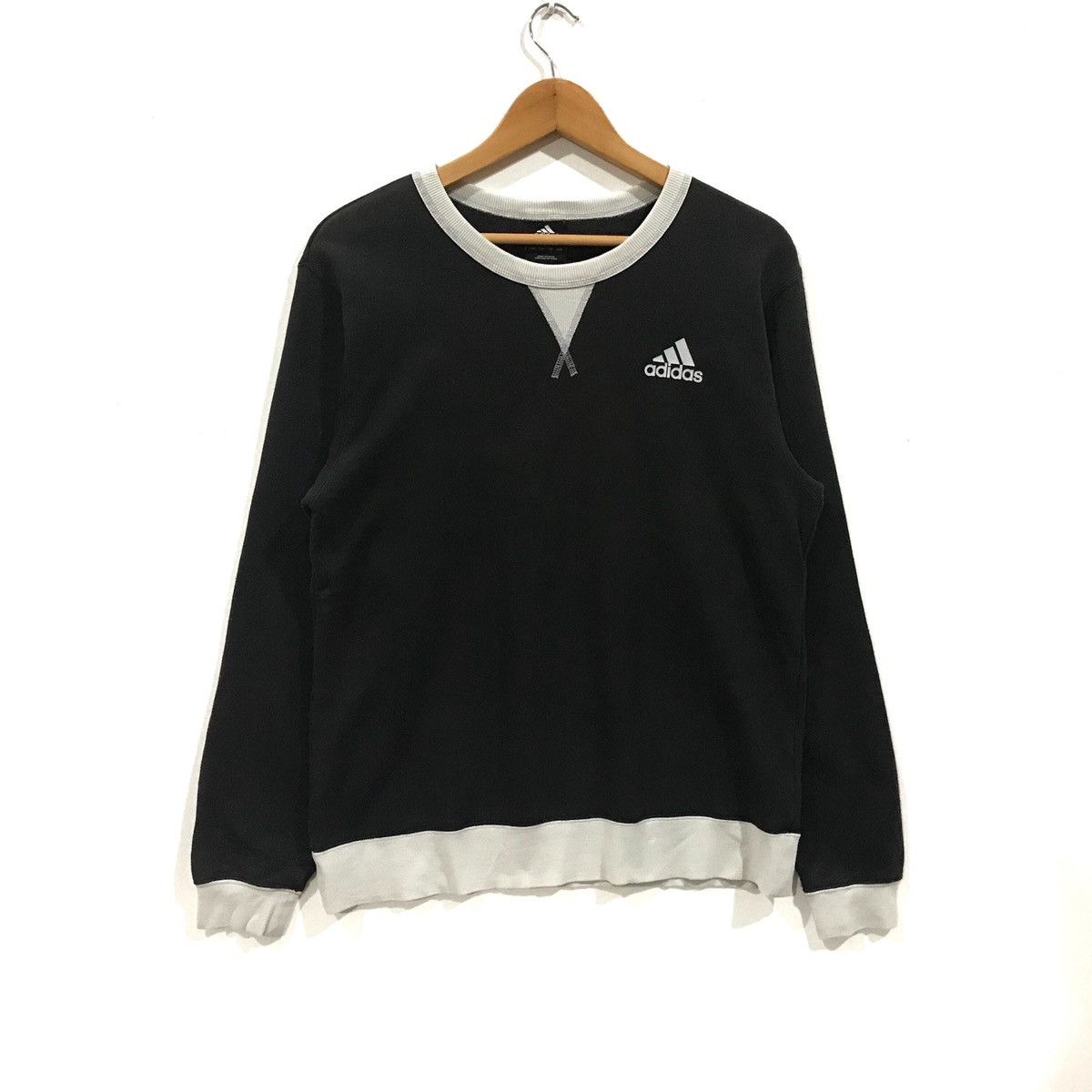 image of Adidas Three Stripe Jumper Pullover Sweatshirt in Black, Men's (Size Medium)
