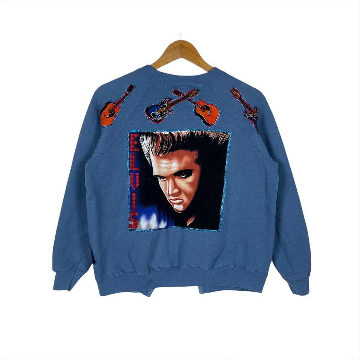 image of Band Tees x Rock Band Elvis Presley King Of Rock And Roll in Blue, Men's (Size Medium)