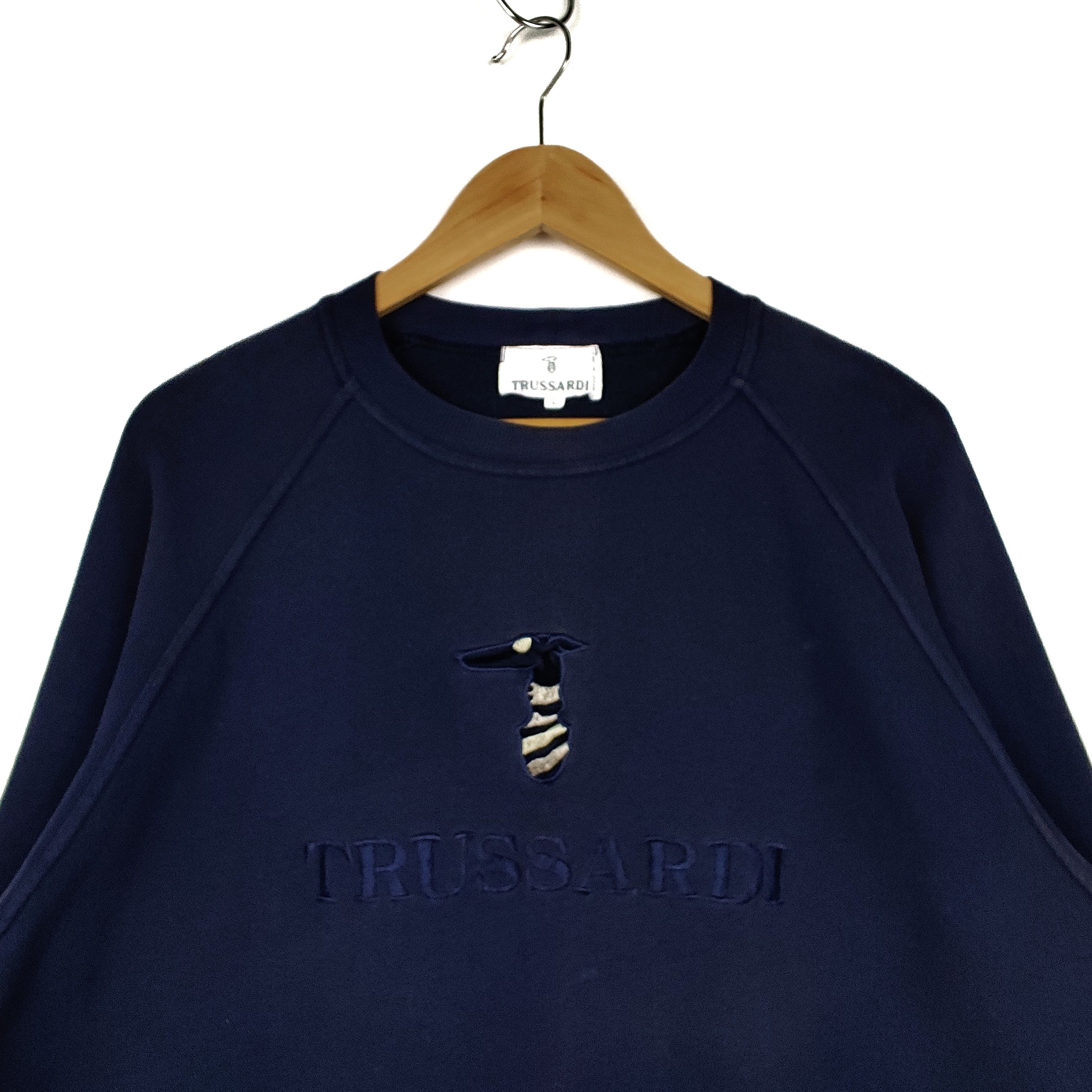 Trussardi Vintage Trussardi Sweatshirt Big Logo Embroidered Size US XL / EU 56 / 4 - 2 Thumbnail