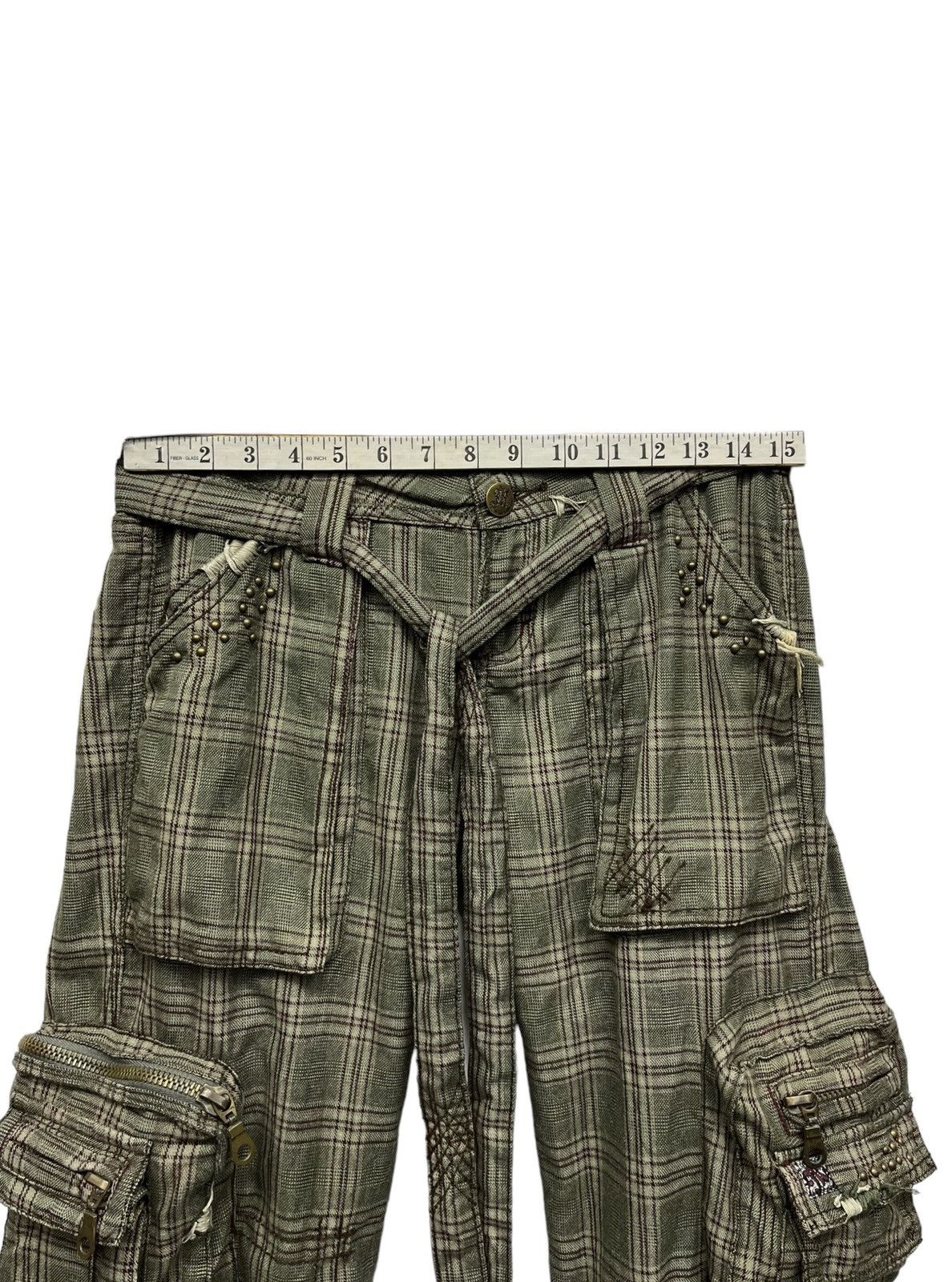 Designer 💥DOPE🔥3D Multi-pocket Green Plaid Cargo Pants Size US 30 / EU 46 - 19 Thumbnail