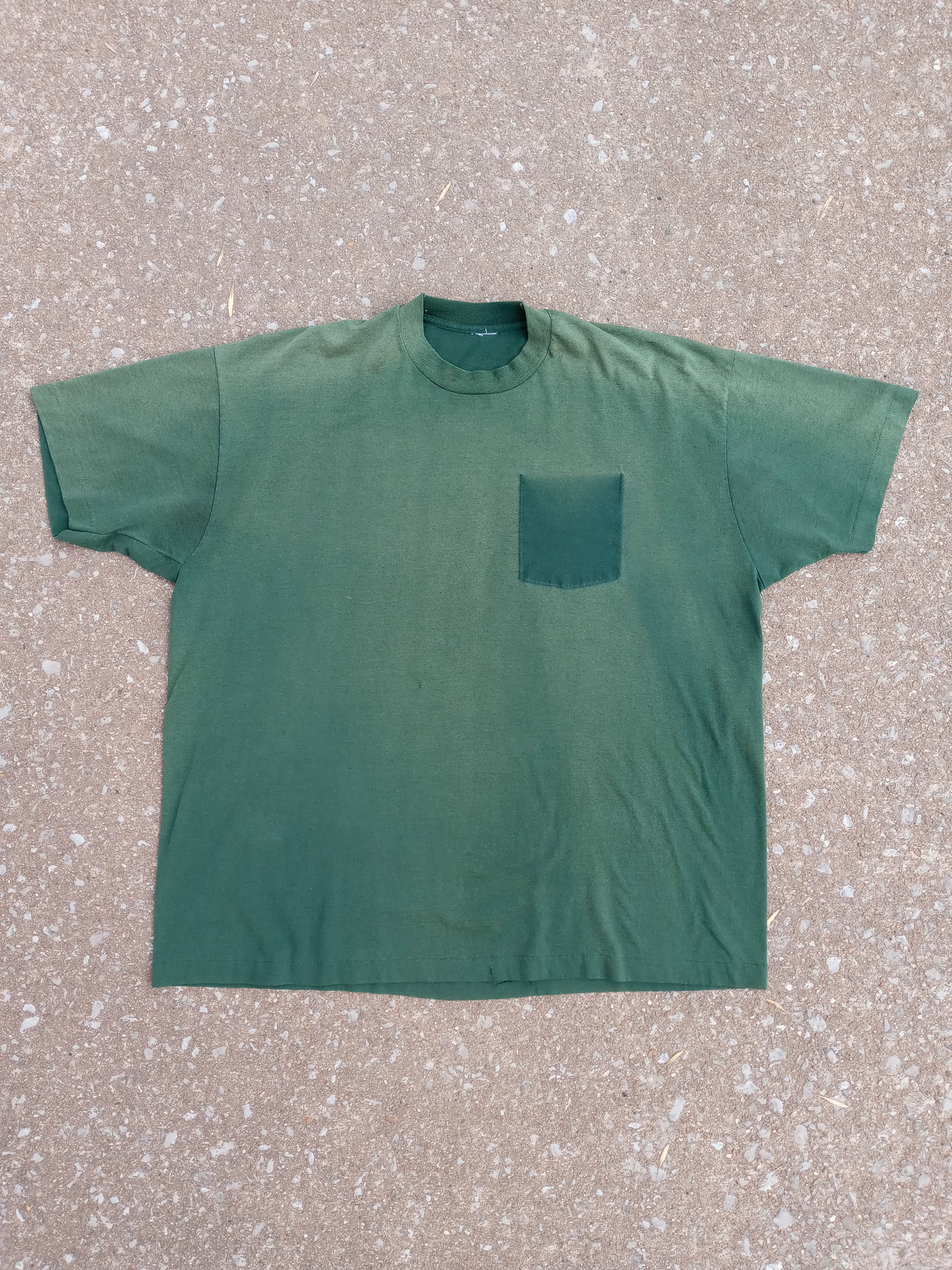 Vintage Faded Green Missing Pocket Single Stitch Gradient Vtg 90 Tee Size US XXL / EU 58 / 5 - 1 Thumbnail