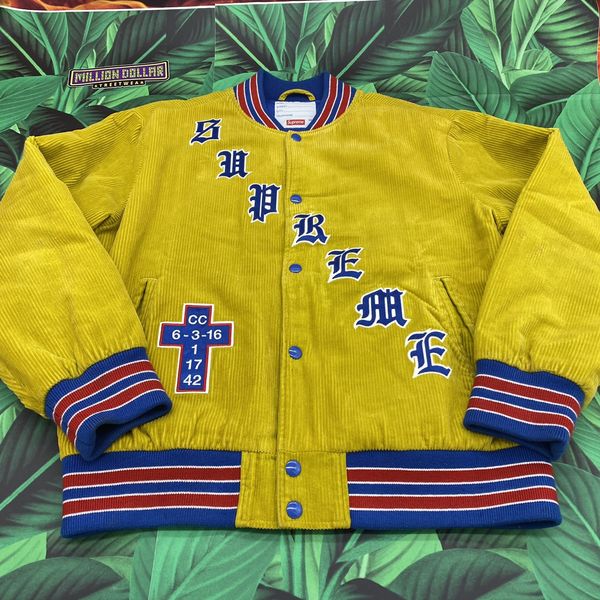 Supreme Old English Corduroy Varsity Jacket | Grailed