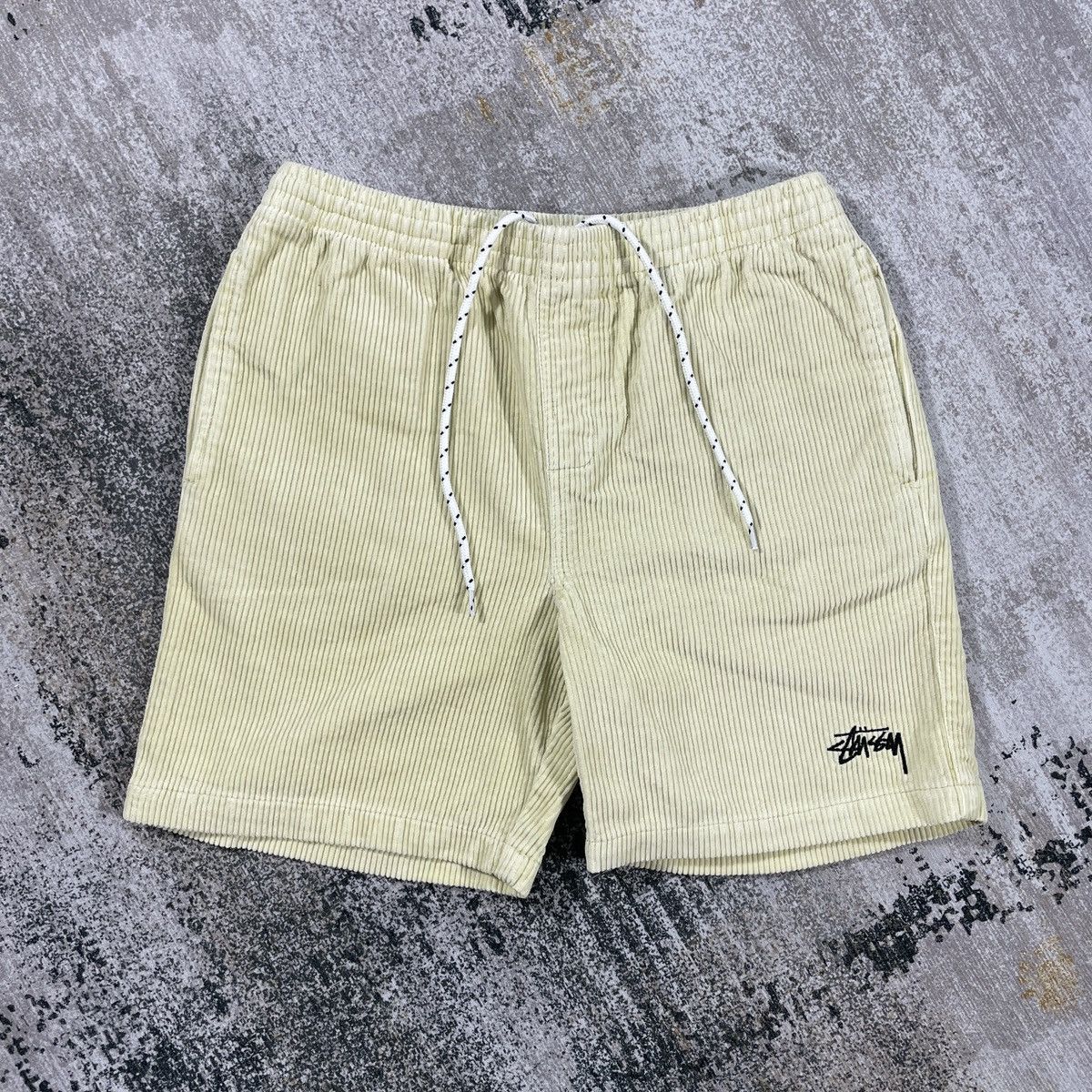 image of Stussy Basic Washed Cord. Shorts 28” in Washed Yellow, Men's