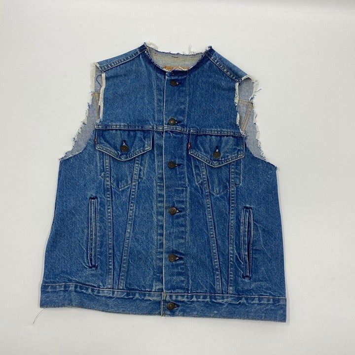 Vintage Levi's Denim Trucker Jacket With Cut-Off Sleeves & C