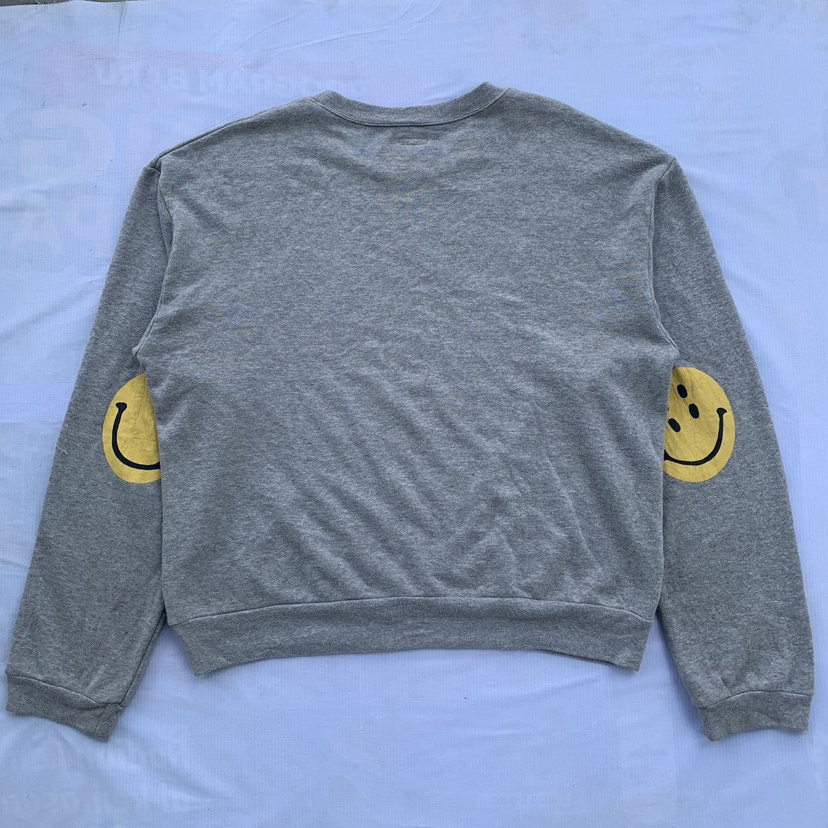 image of Kapital Smiley Crewneck Sweatshirt in Grey, Men's (Size XL)