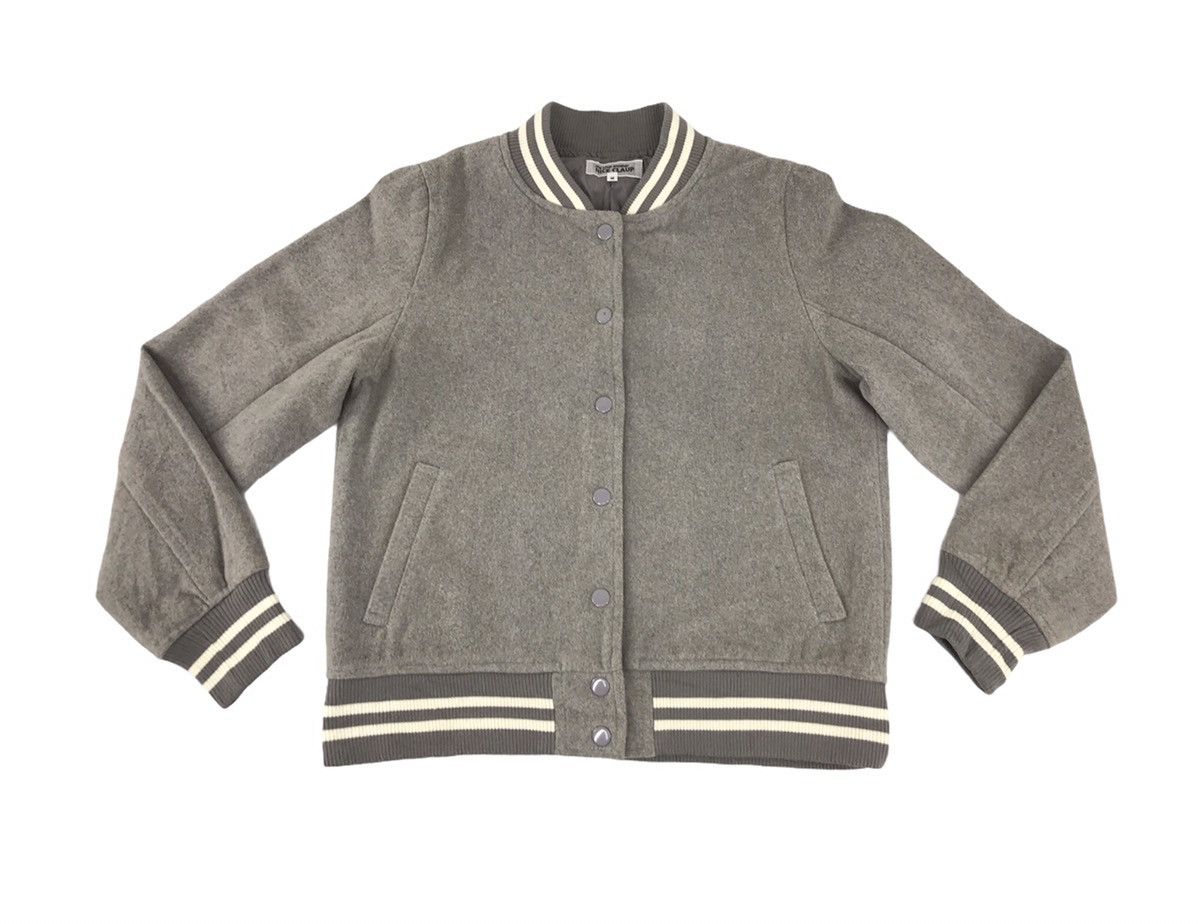 image of Nice Claup College Varsity Jacket Wool Street Fashion in Grey, Men's (Size Small)