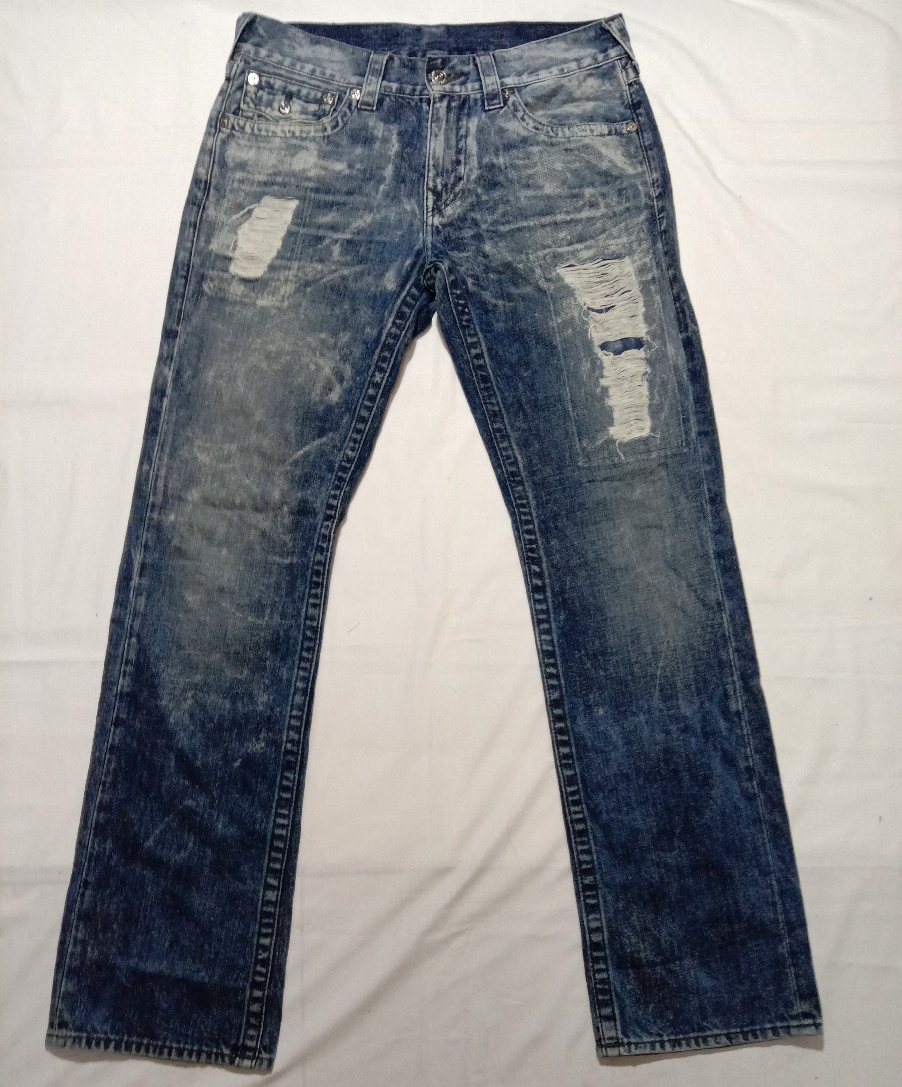 True Religion True Religion BZLM Cyan Moon Stonewashed Jeans Size US 32 / EU 48 - 1 Thumbnail