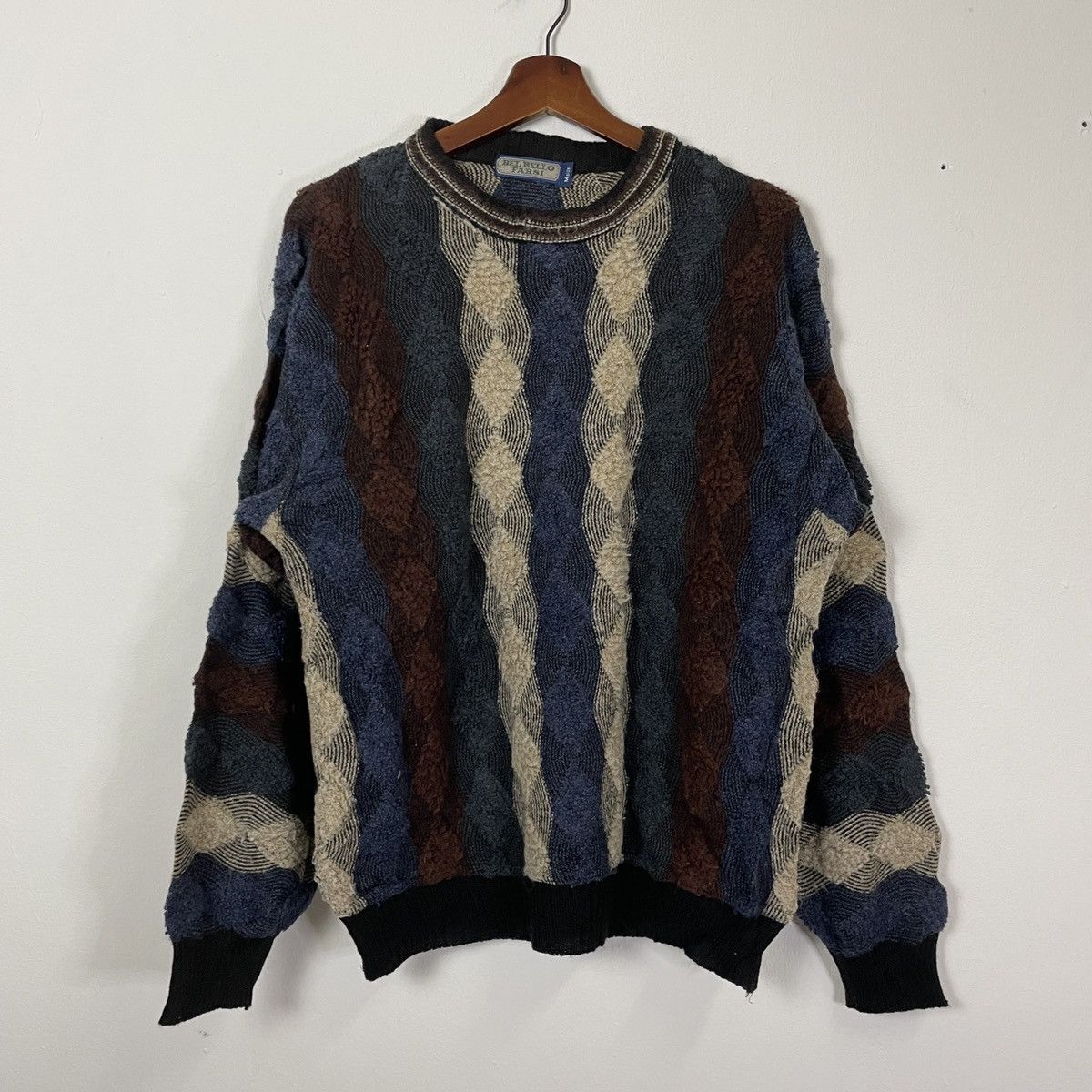 Aran Isles Knitwear × Homespun Knitwear Vintage Bel Bello Parsi Coogi Style Knitwear Size US M / EU 48-50 / 2 - 1 Thumbnail