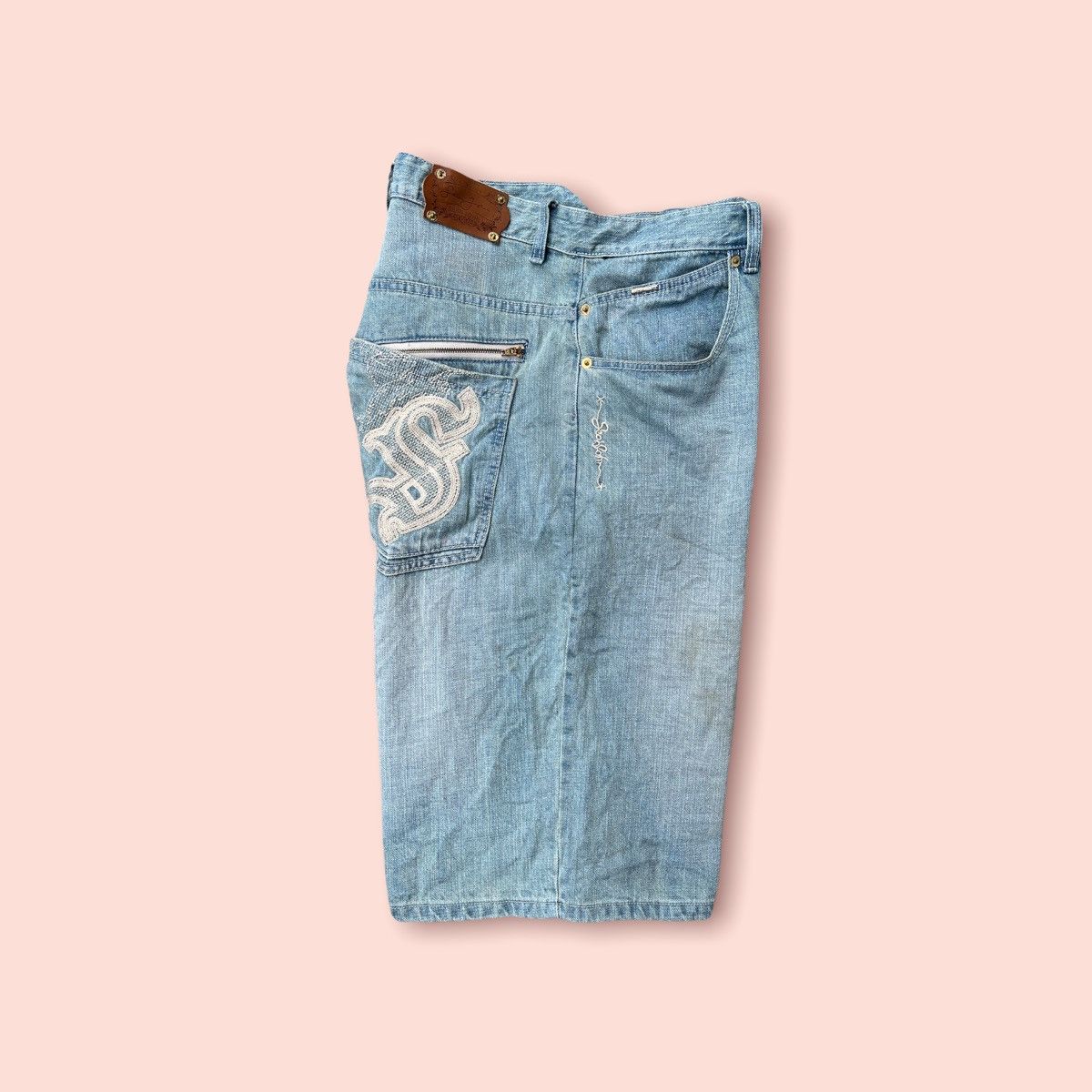Sean John × Vintage VTG SEAN JOHN EMBROIDERED DENIM SHORTS Size US 36 / EU 52 - 19 Thumbnail