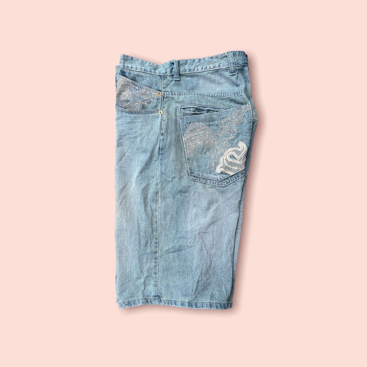 Sean John × Vintage VTG SEAN JOHN EMBROIDERED DENIM SHORTS Size US 36 / EU 52 - 20 Thumbnail