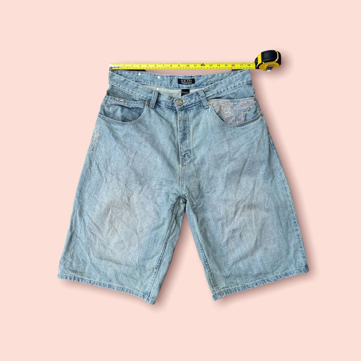 Sean John × Vintage VTG SEAN JOHN EMBROIDERED DENIM SHORTS Size US 36 / EU 52 - 5 Thumbnail