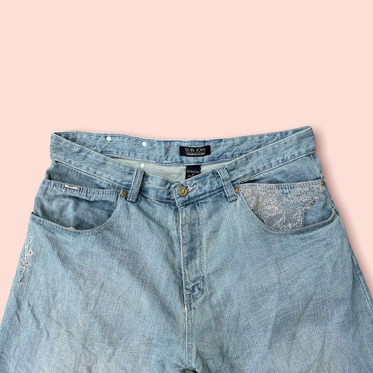 Sean John × Vintage VTG SEAN JOHN EMBROIDERED DENIM SHORTS Size US 36 / EU 52 - 4 Thumbnail