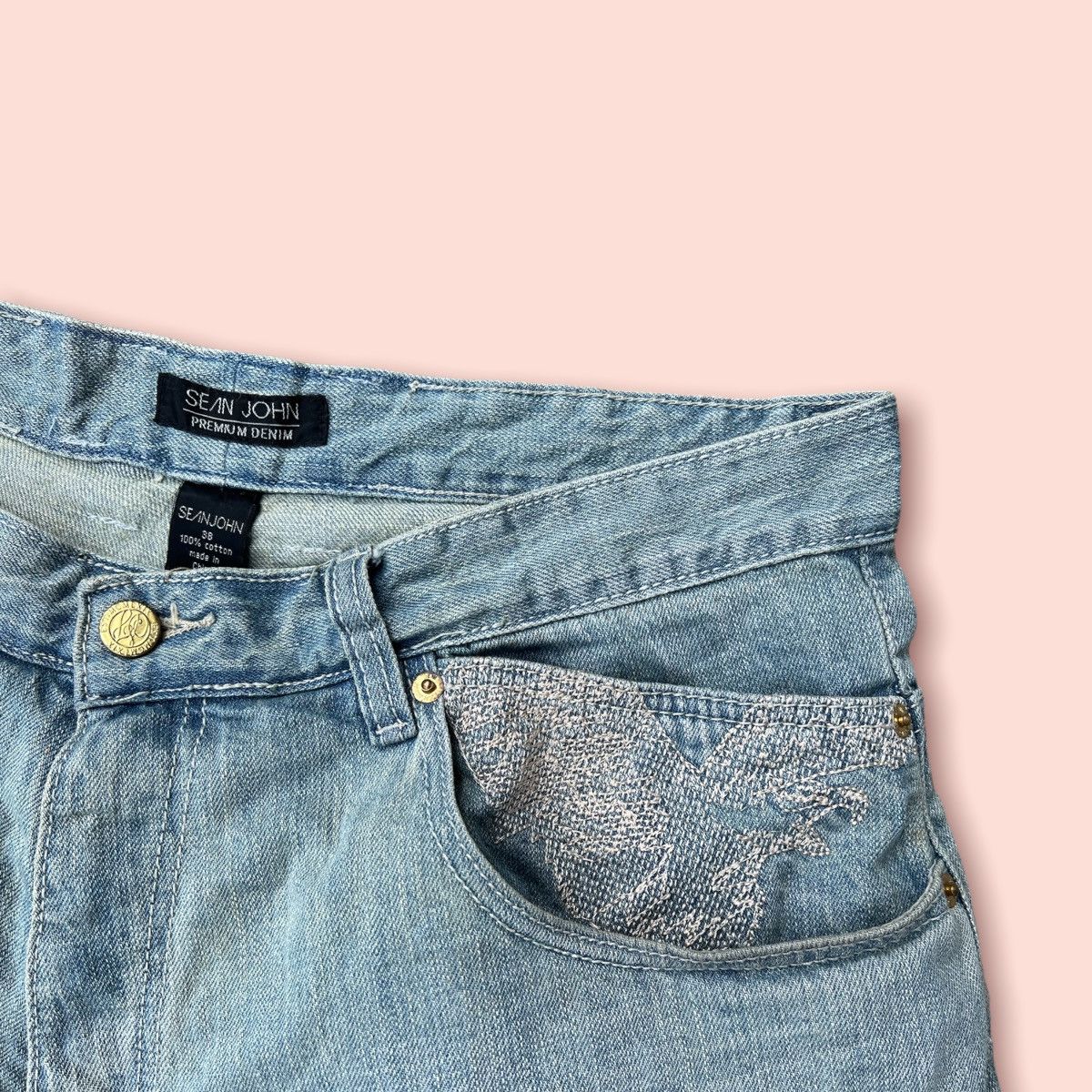 Sean John × Vintage VTG SEAN JOHN EMBROIDERED DENIM SHORTS Size US 36 / EU 52 - 7 Thumbnail