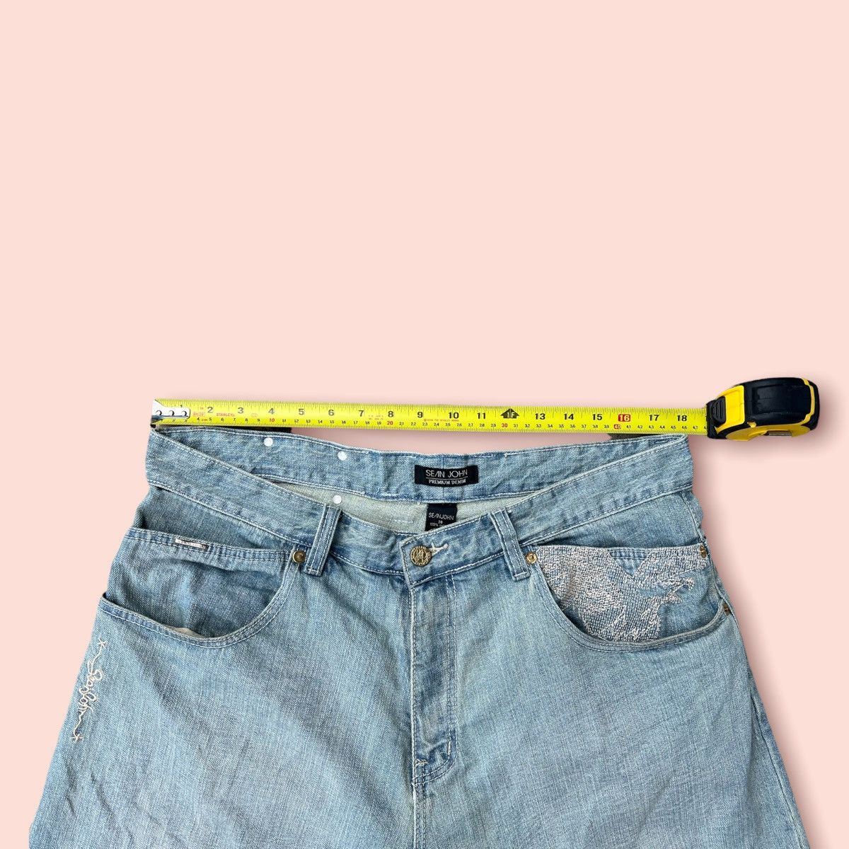 Sean John × Vintage VTG SEAN JOHN EMBROIDERED DENIM SHORTS Size US 36 / EU 52 - 6 Thumbnail