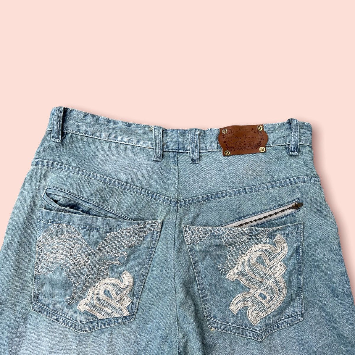Sean John × Vintage VTG SEAN JOHN EMBROIDERED DENIM SHORTS Size US 36 / EU 52 - 2 Thumbnail