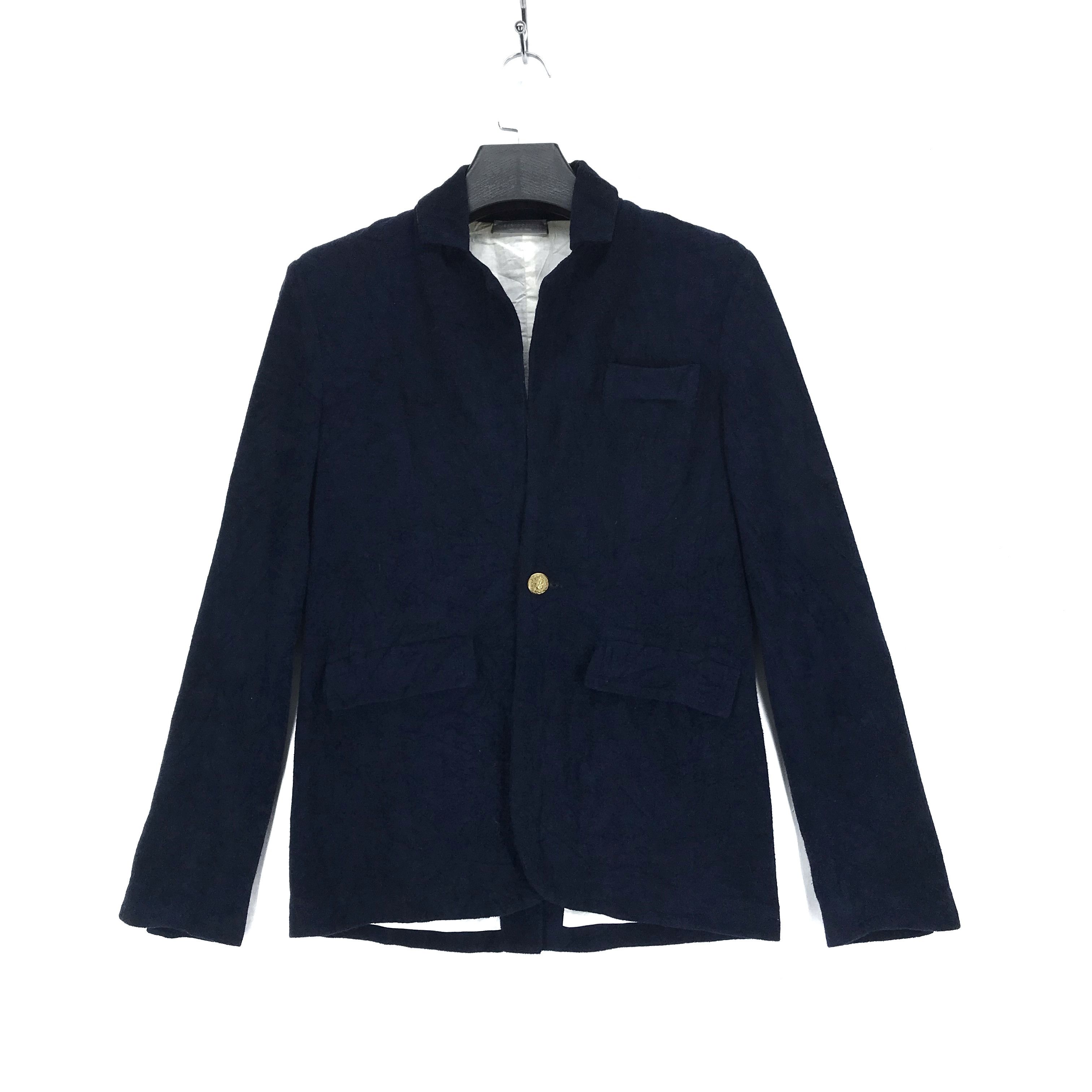 image of Italian Designers x Roberto Collina Made In Italy Velvet Casual Jacket 2308-90 in Navy Blue (Size S