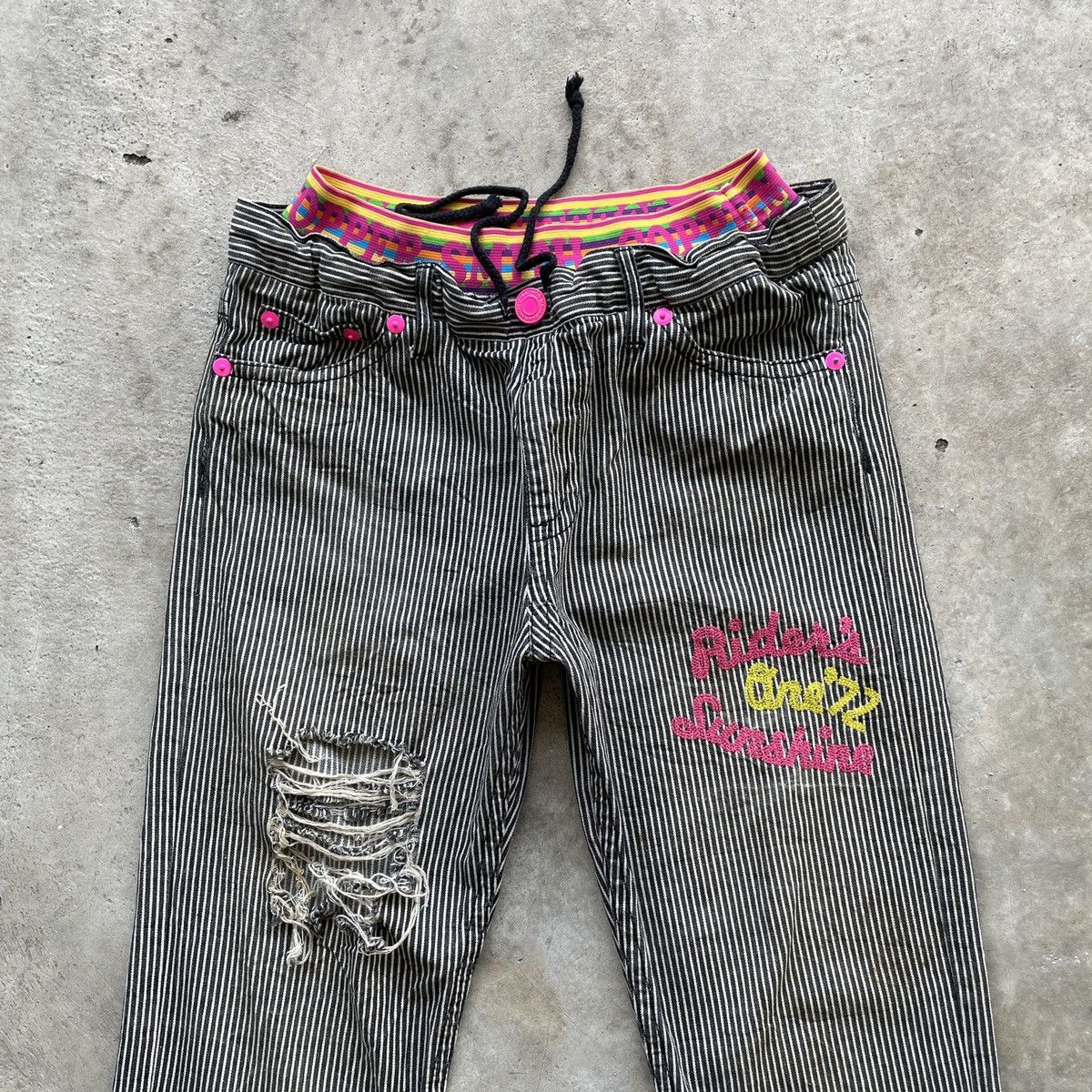 Japanese Brand Distressed💥 Japanese Vintage Drawstring Waist Trousers Pants Size US 31 - 3 Thumbnail