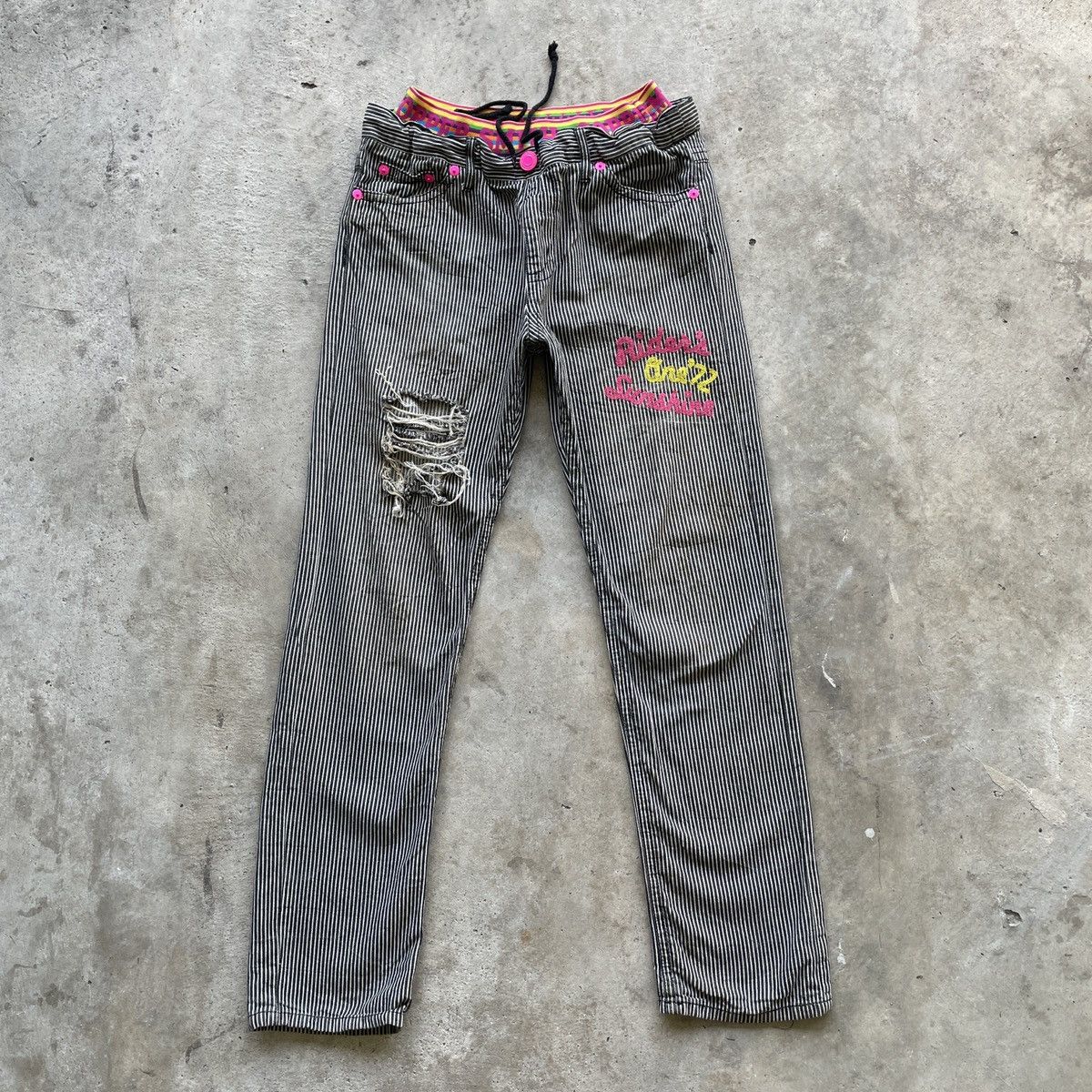 Japanese Brand Distressed💥 Japanese Vintage Drawstring Waist Trousers Pants Size US 31 - 1 Thumbnail