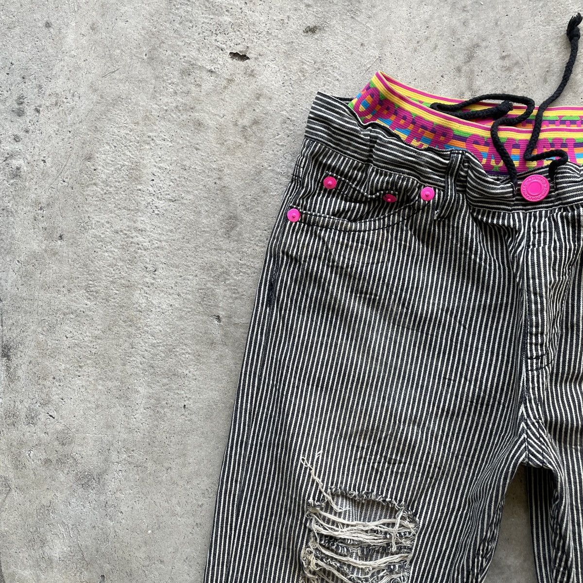 Japanese Brand Distressed💥 Japanese Vintage Drawstring Waist Trousers Pants Size US 31 - 4 Thumbnail