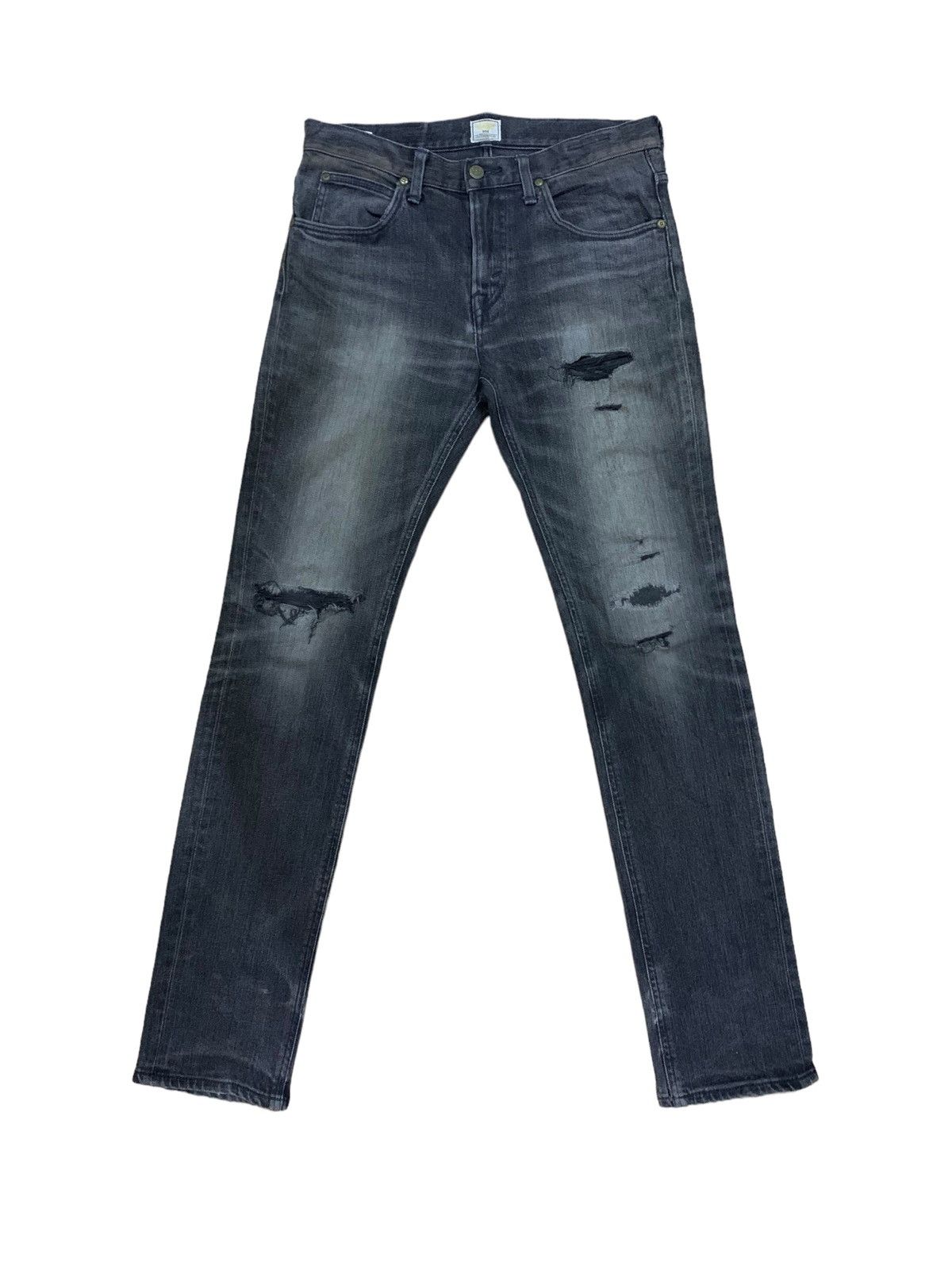 image of Distressed Denim Vintage Lee Black Wash Distress Jeans, Men's (Size 32)